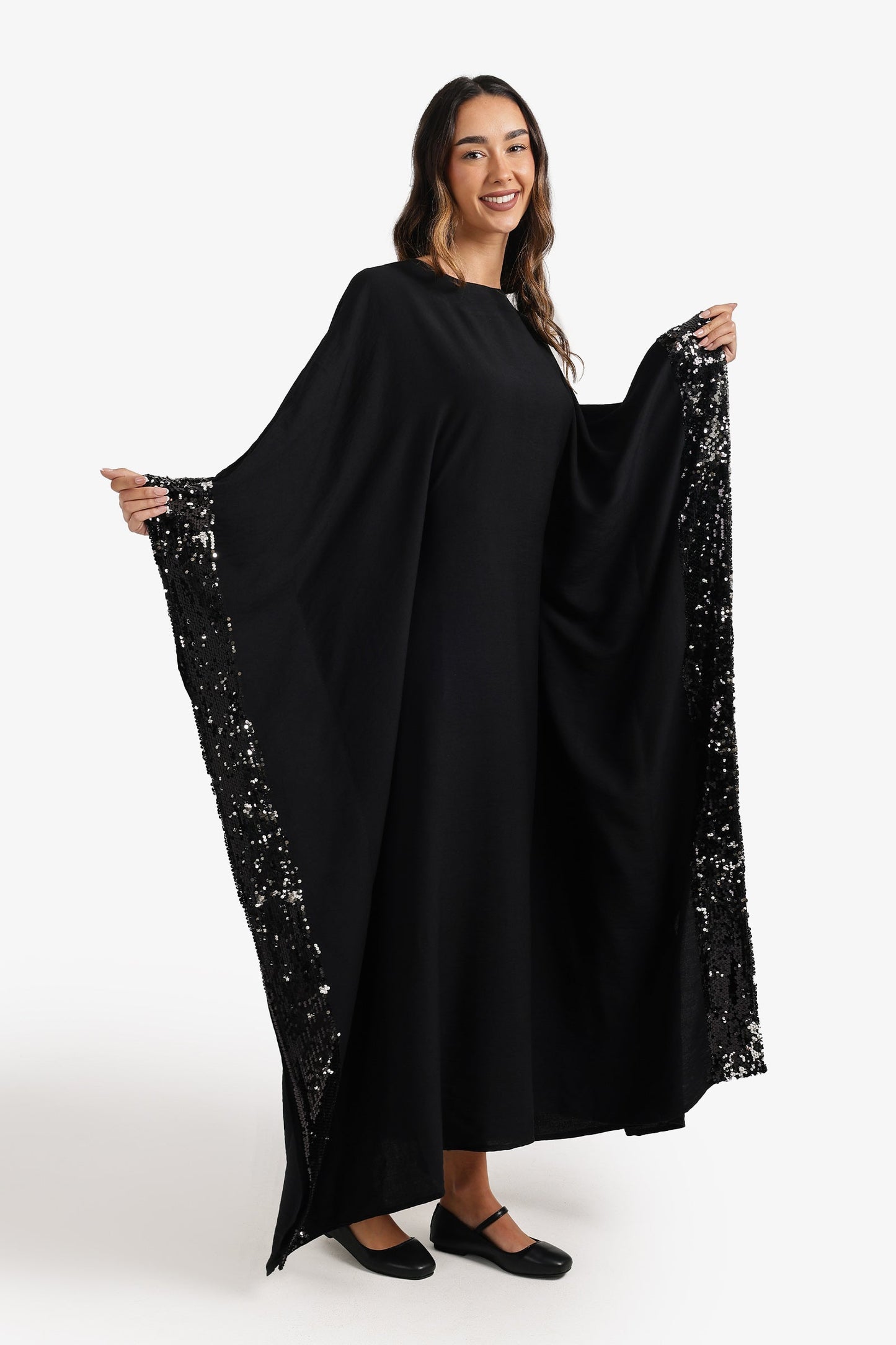 Sequin-Trimmed Abaya