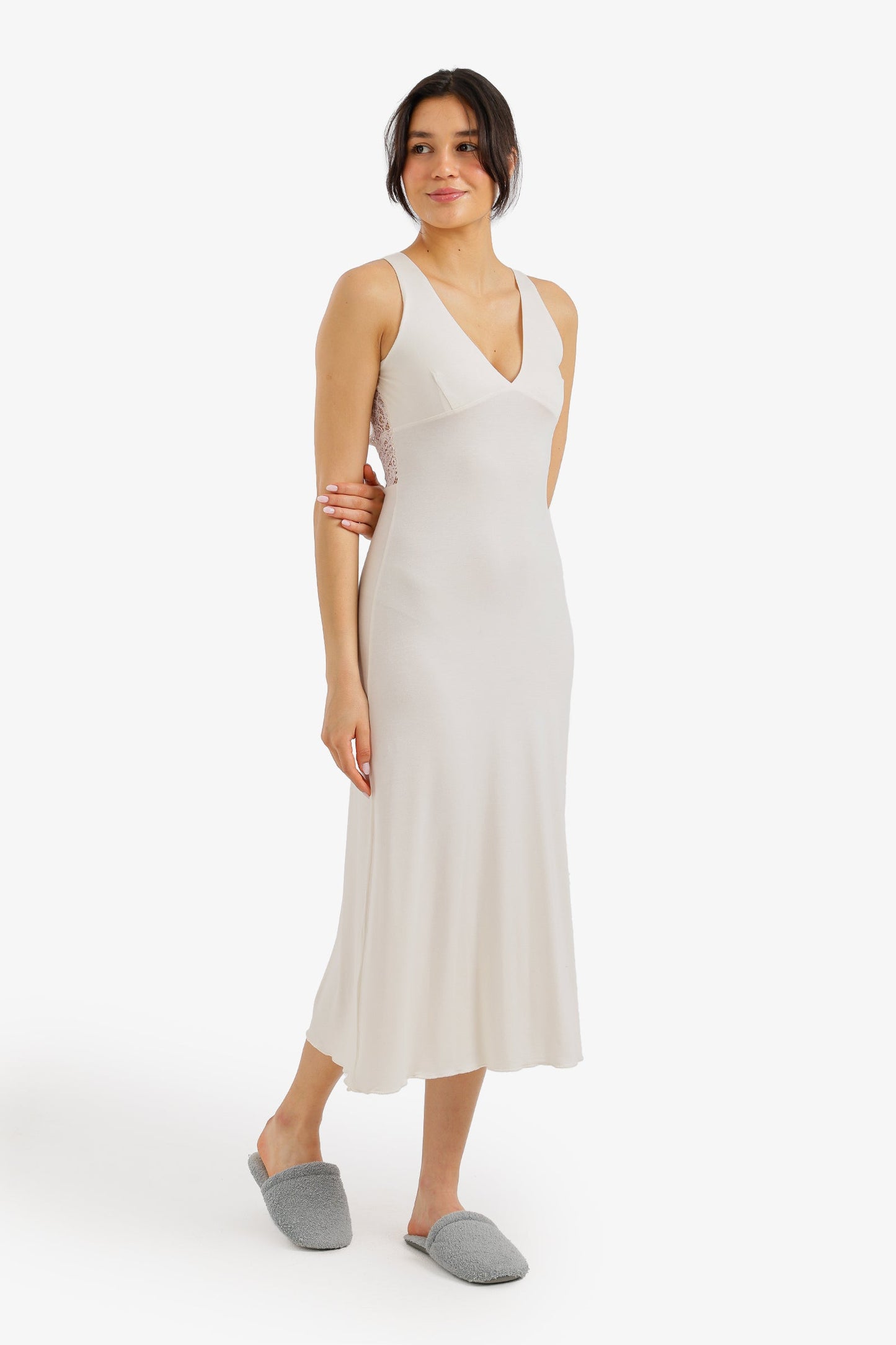 Side-Slit Midi Nightgown