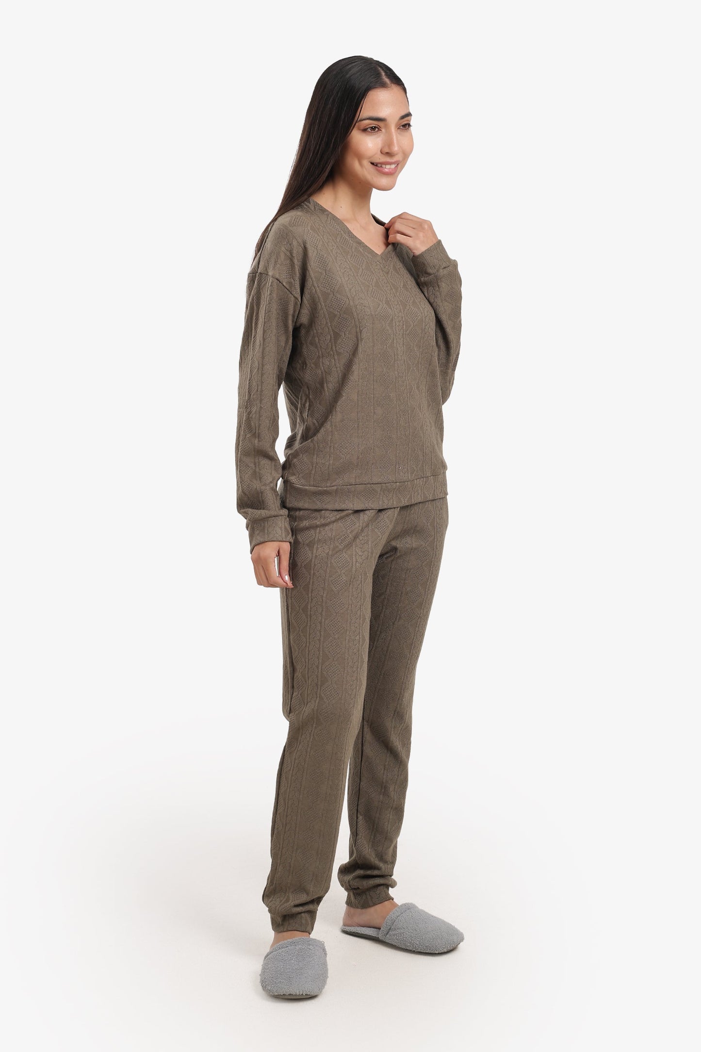 Cable Knit Pattern Pyjama Set