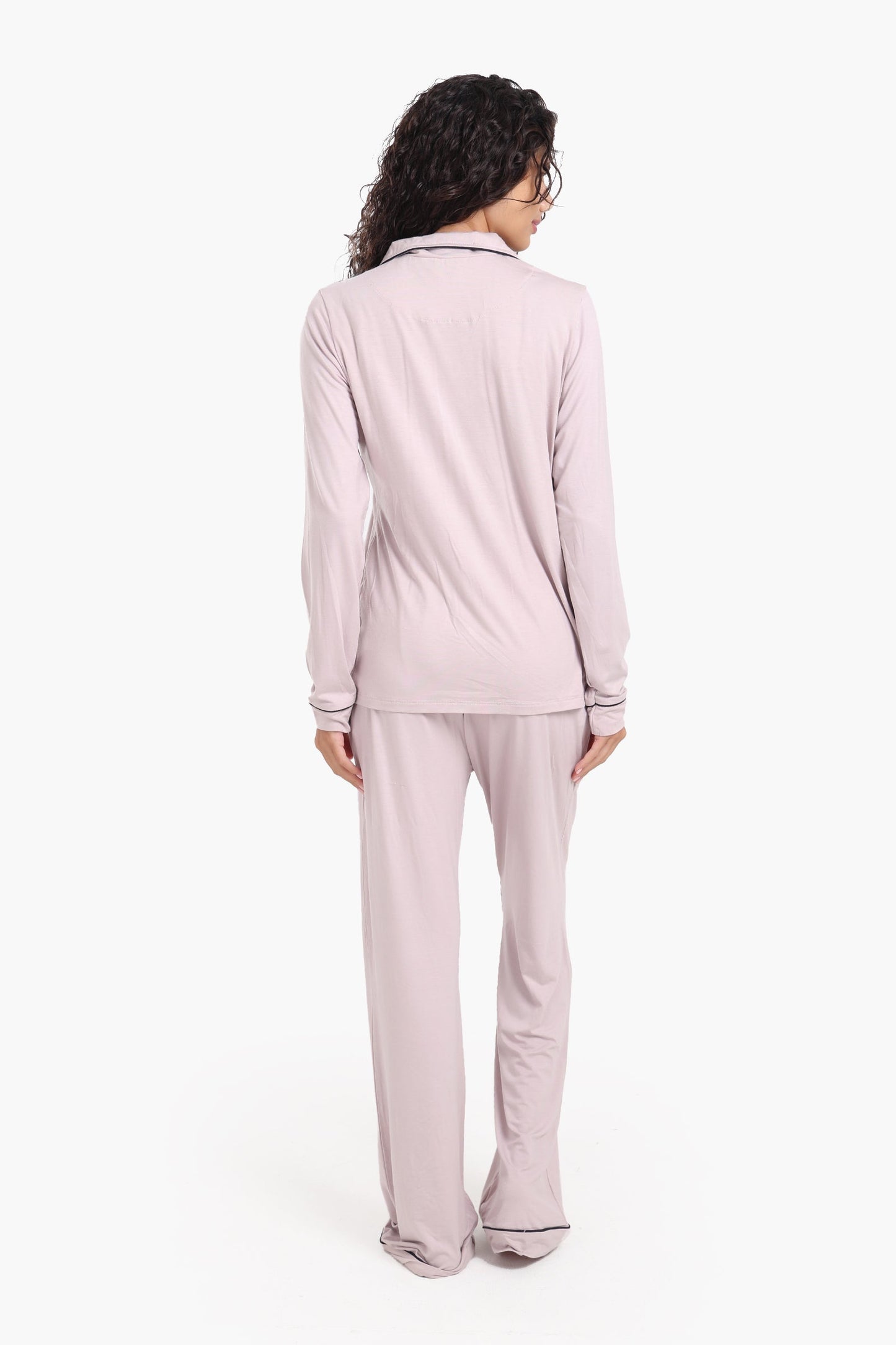 Viscose Contrast Piping Pyjama Set