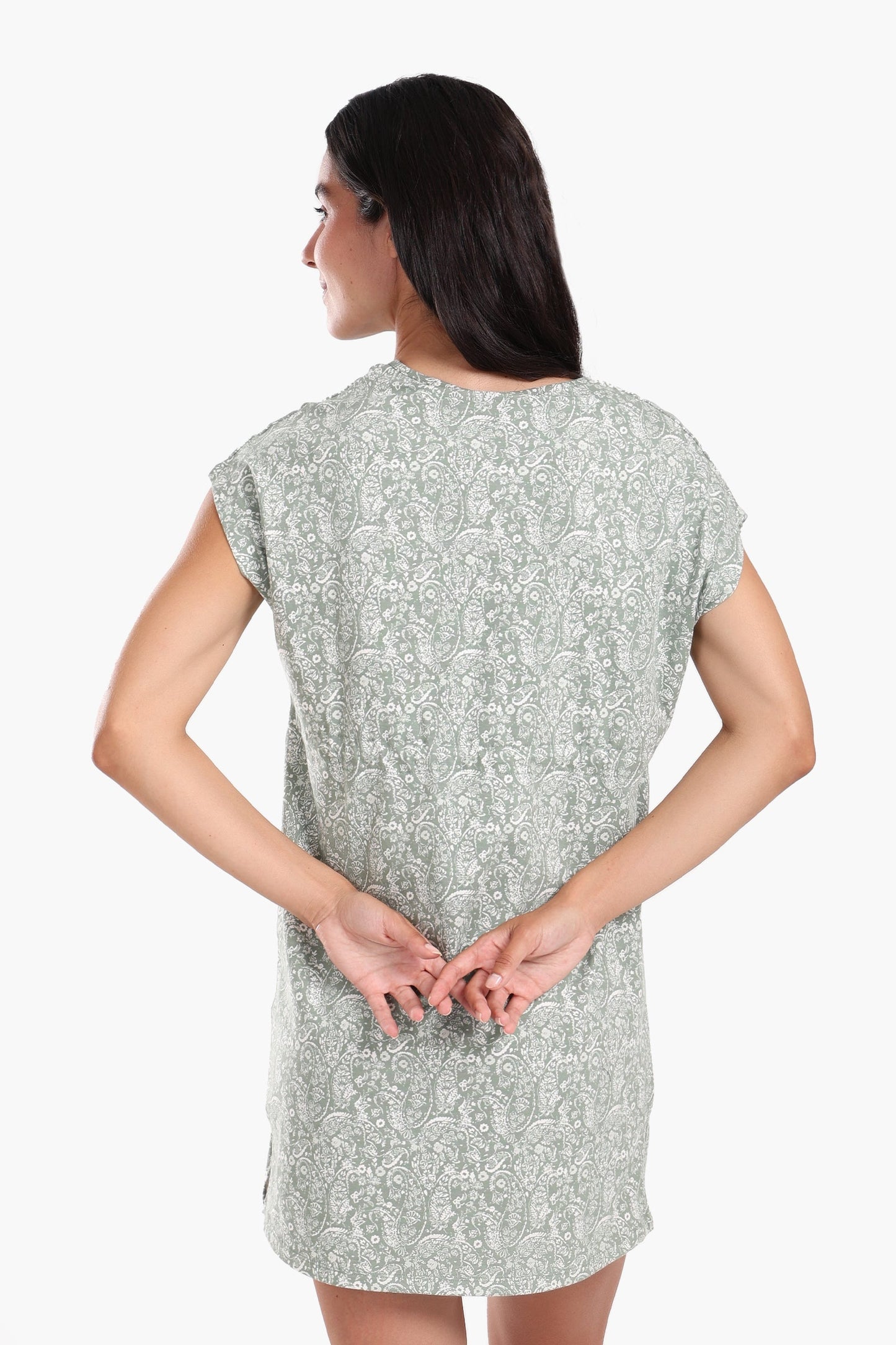Front Tie Printed Nightgown