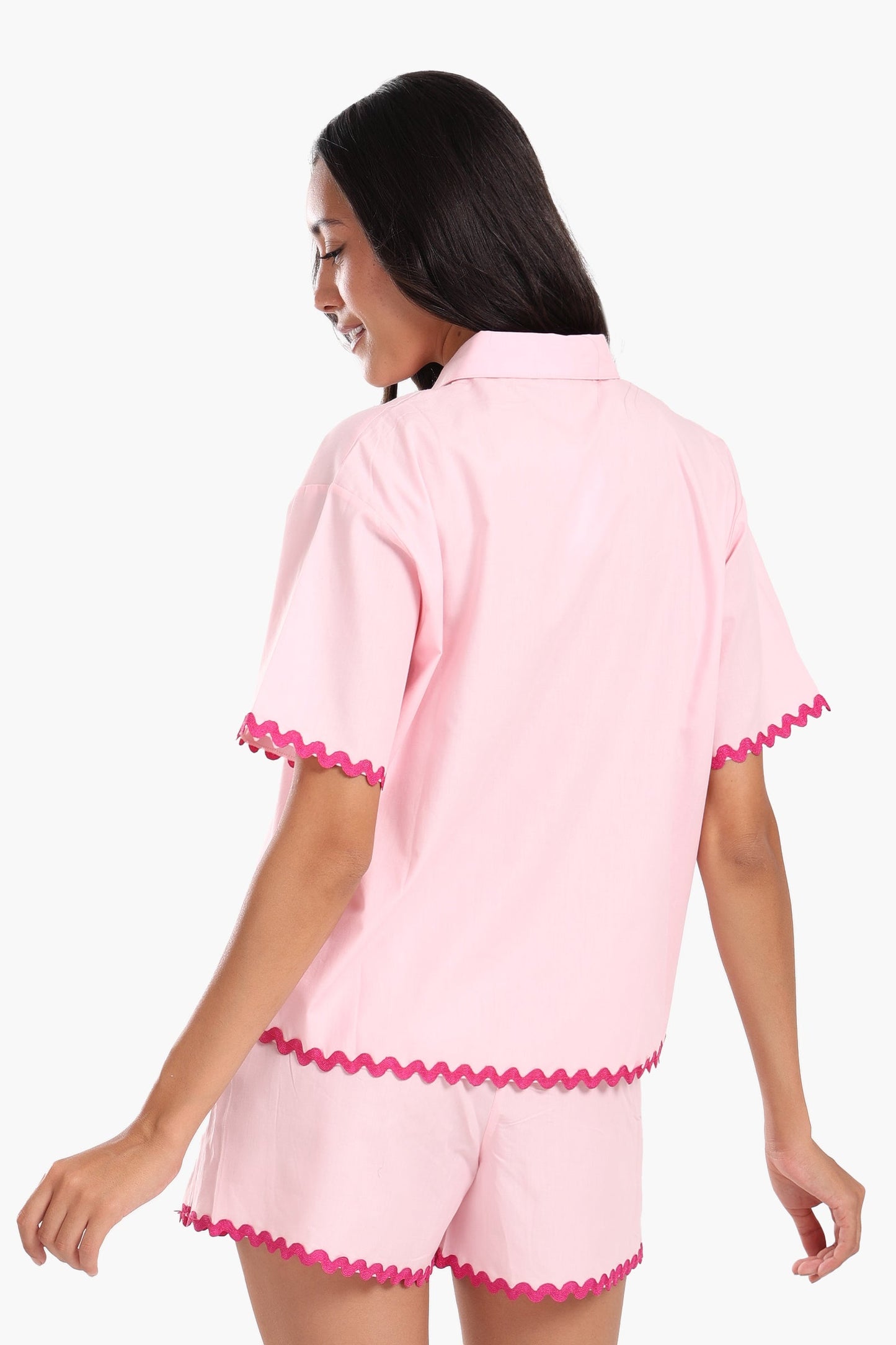 Wavy Trim Cotton Pyjama Set