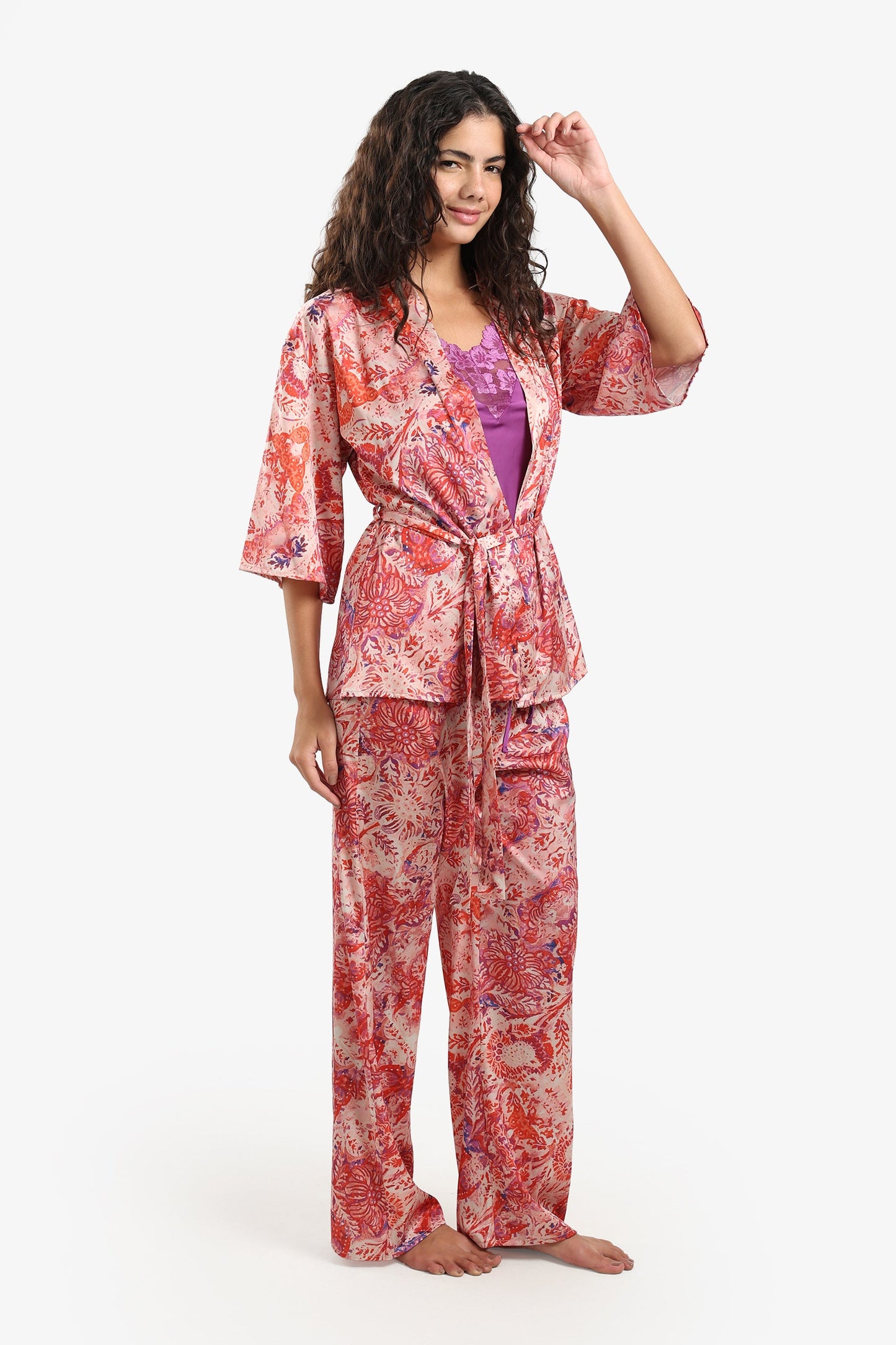Printed Satin Pyjama Set