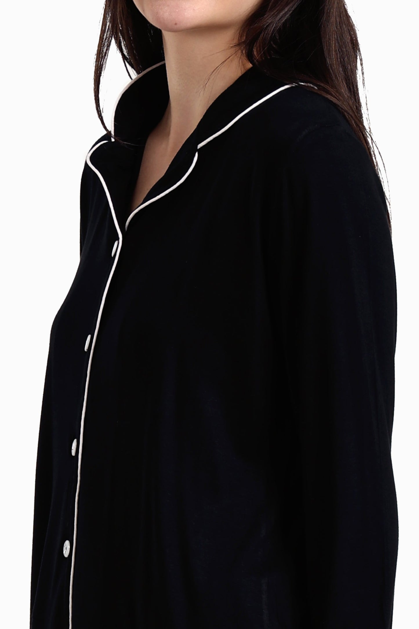 Viscose Contrast Piping Pyjama Set
