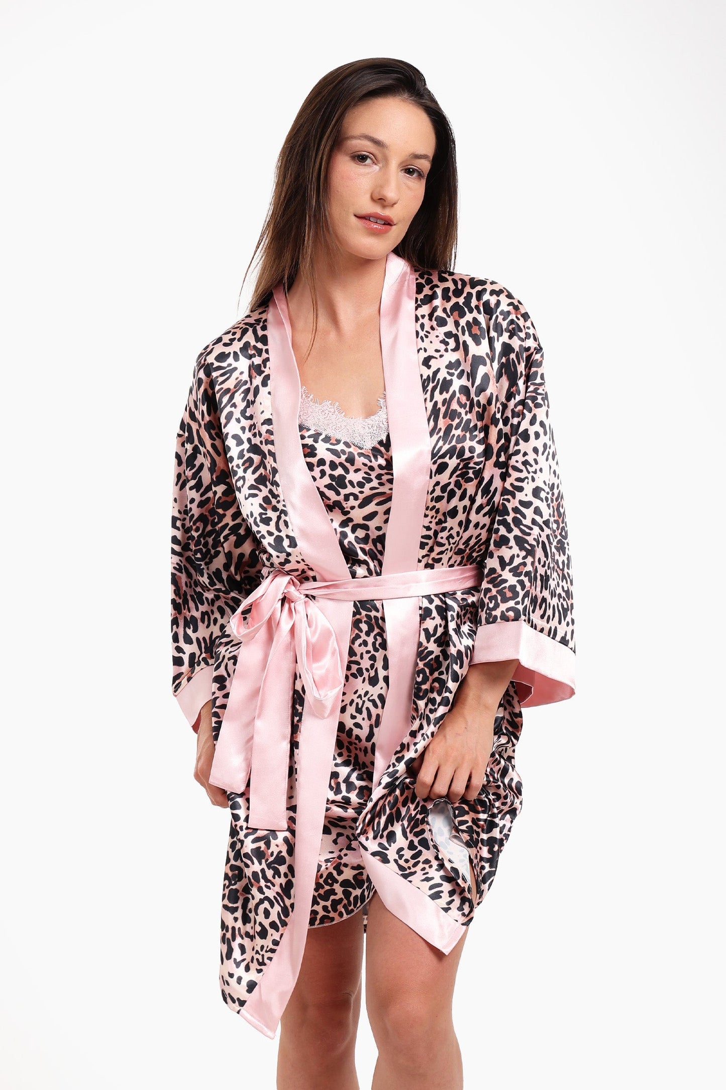 Tiger Print Satin Robe