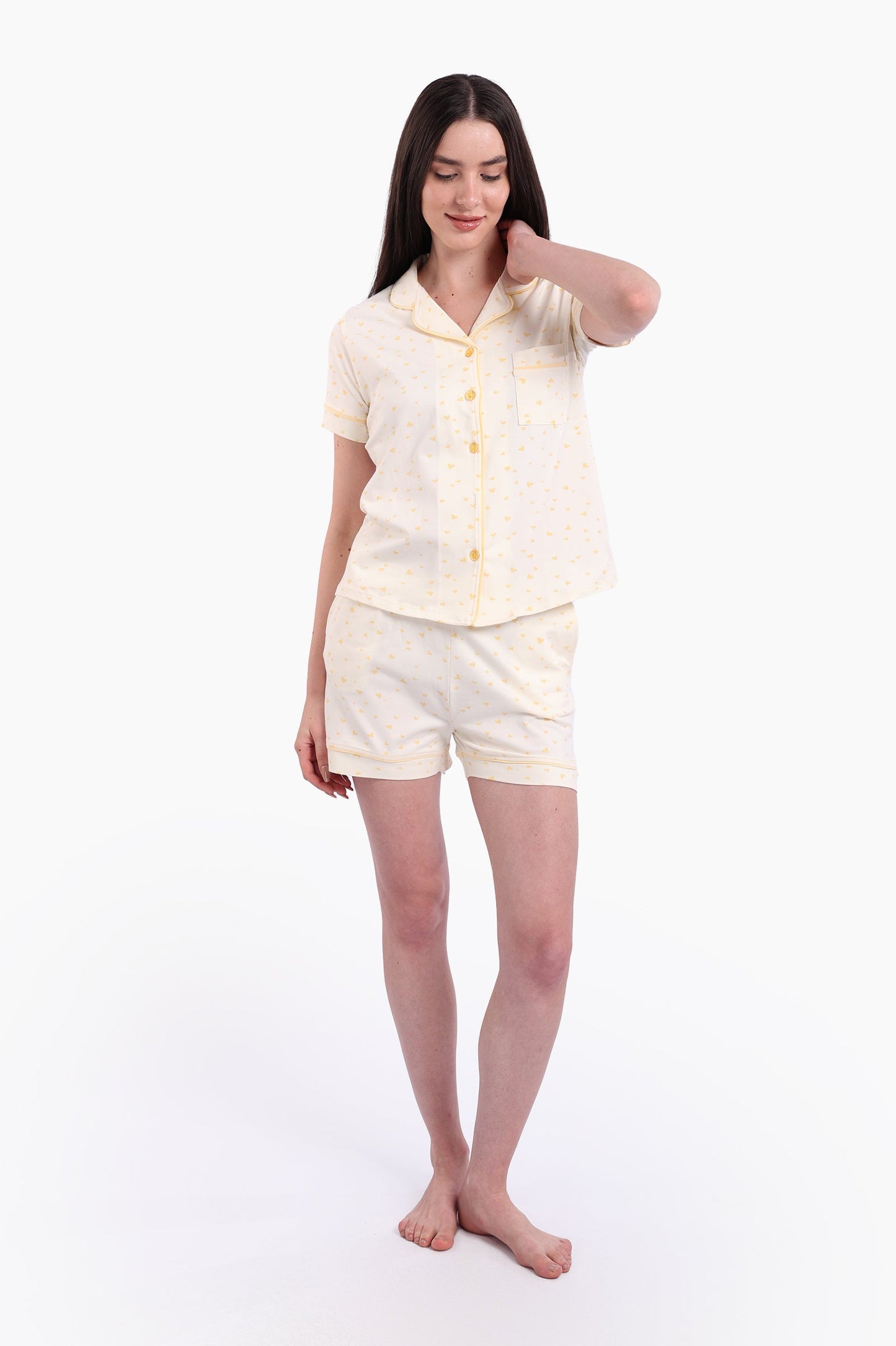 Pyjama Set with Yellow Hearts