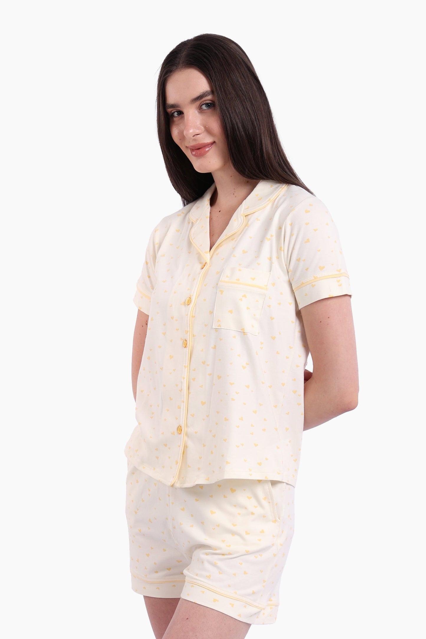 Pyjama Set with Yellow Hearts