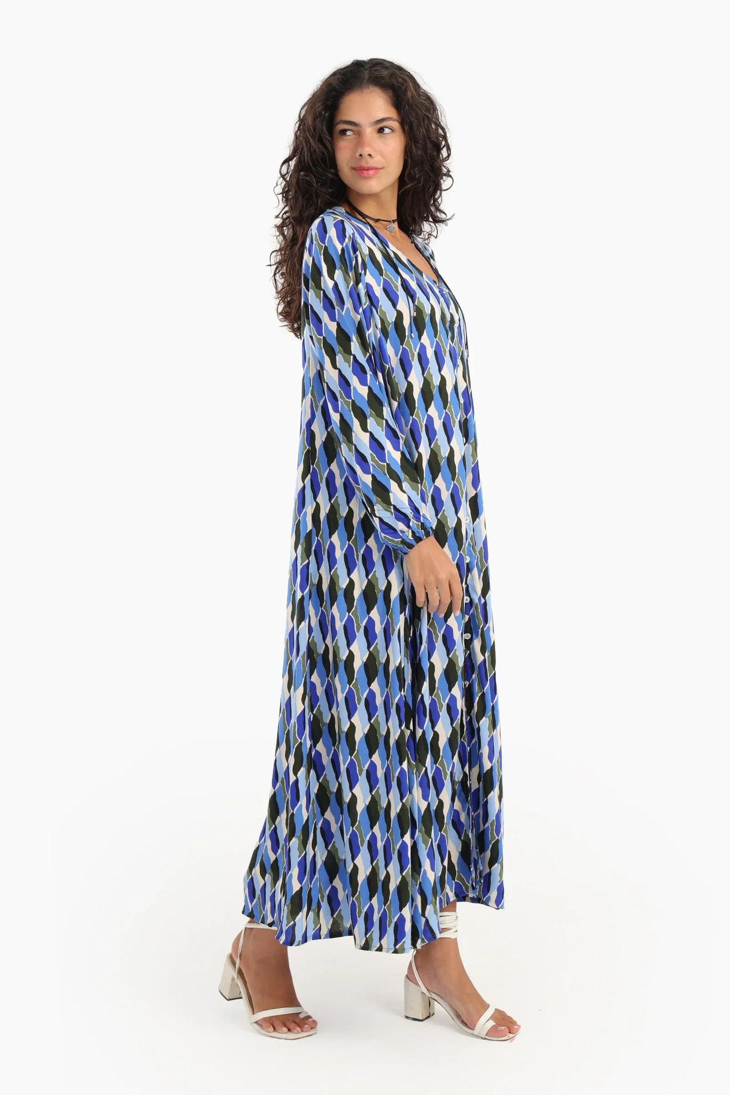 Printed V-Neck Dress