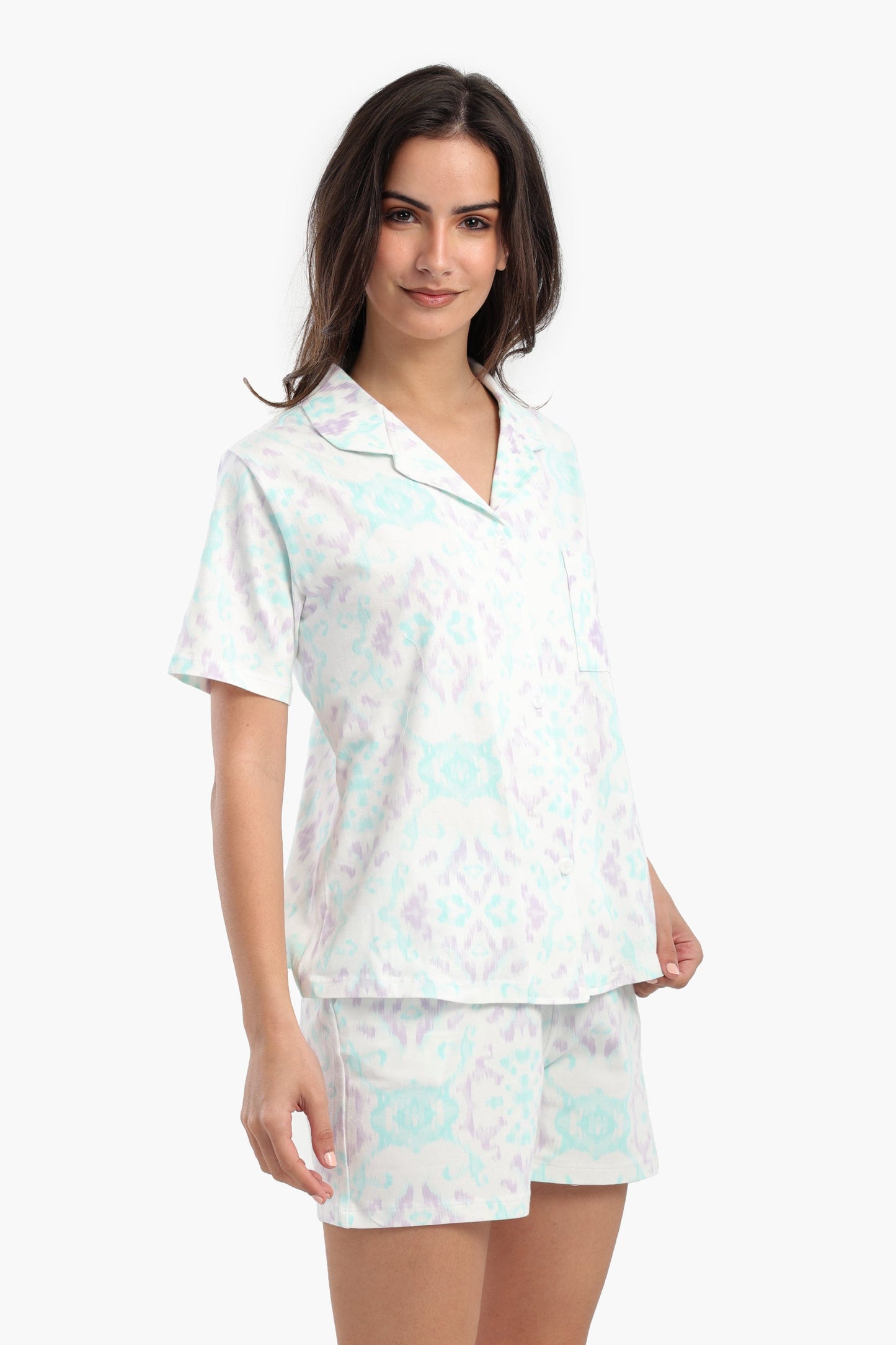 Pyjama Set with Notch Collar