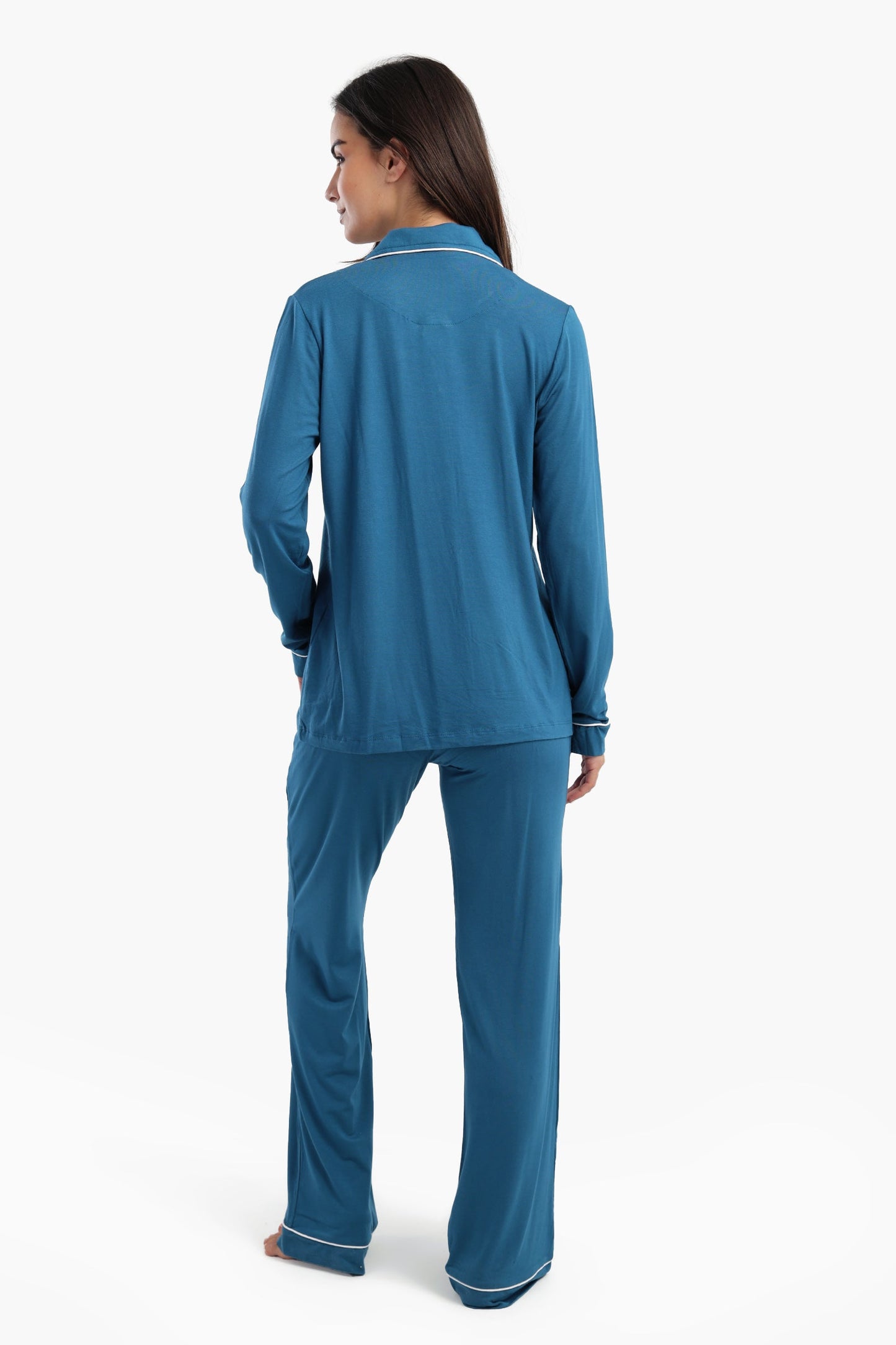 Viscose Contrast Piping Pyjama Set