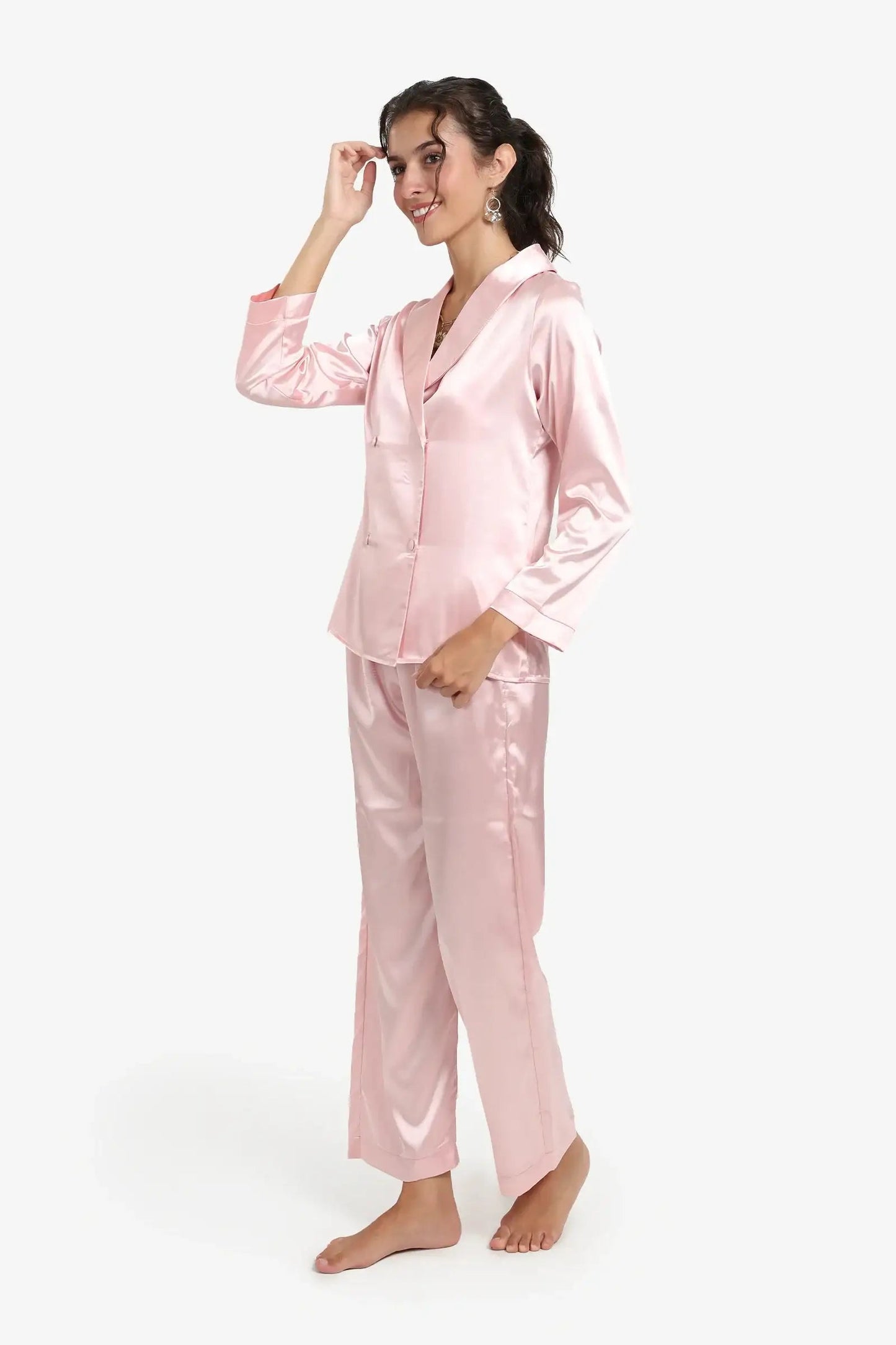 Double-Breasted Satin Pyjama Set