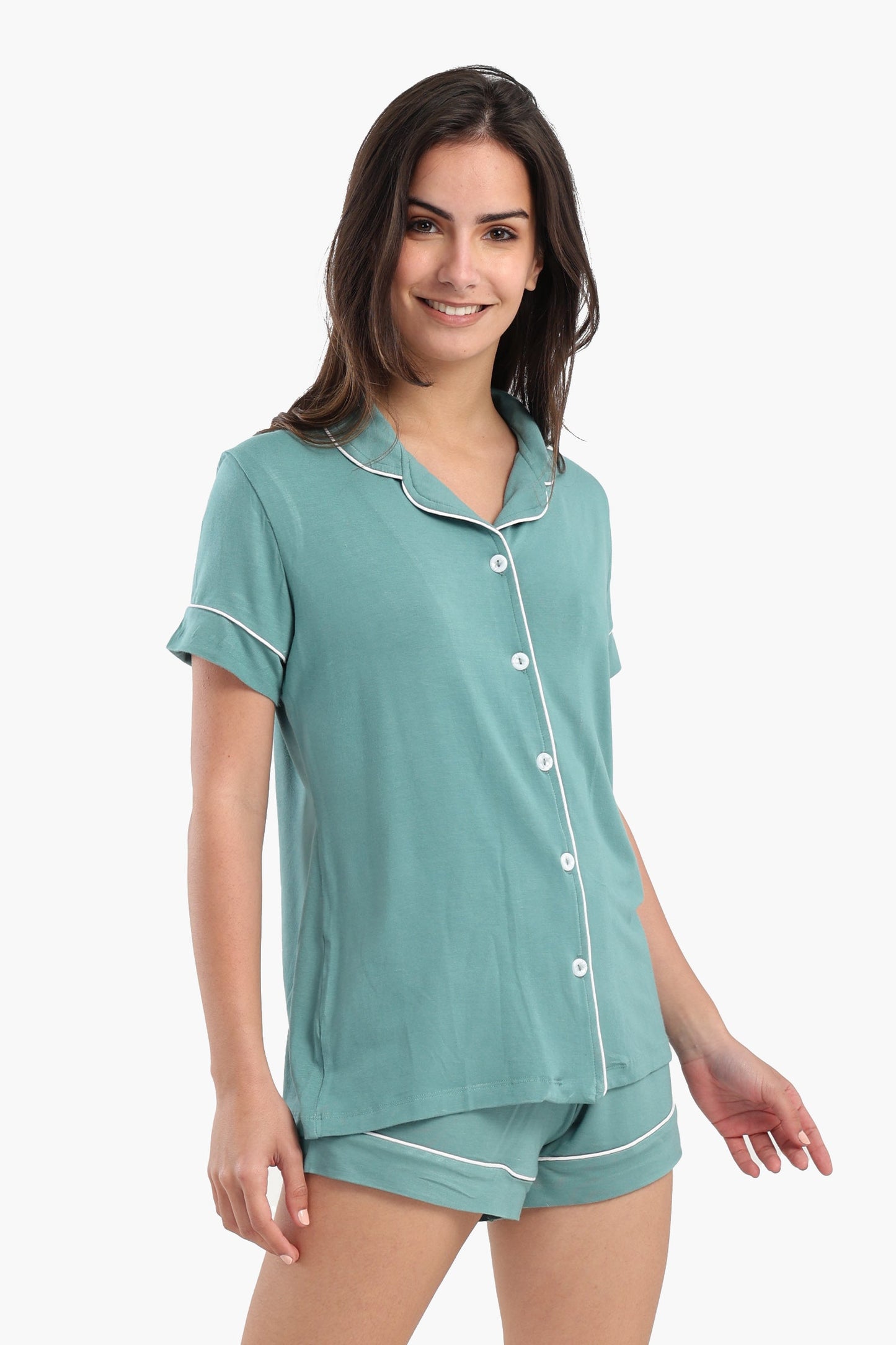 Color Piping Poplin Pyjama Set