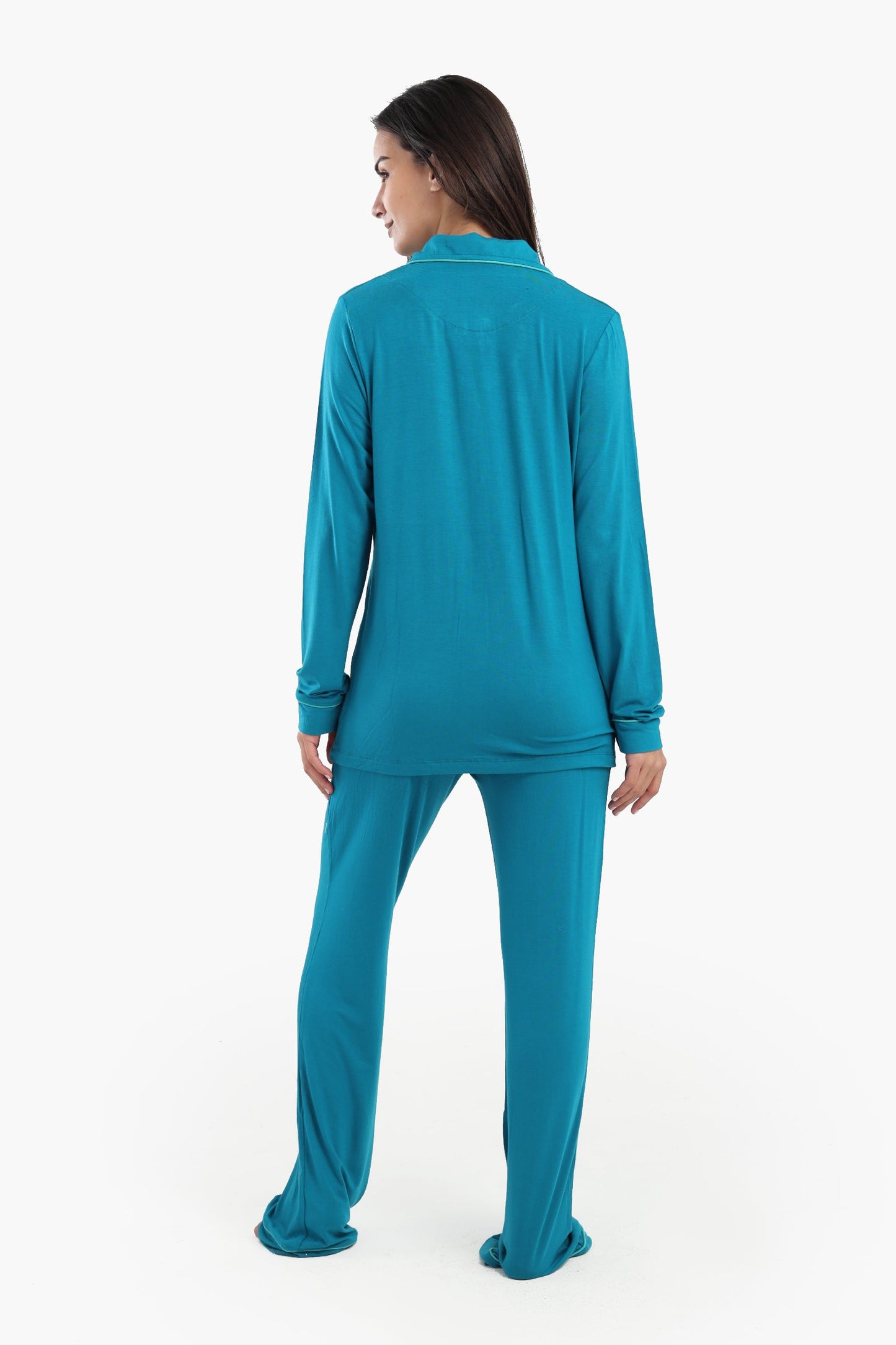 Viscose Contrast Piping Pyjama Set