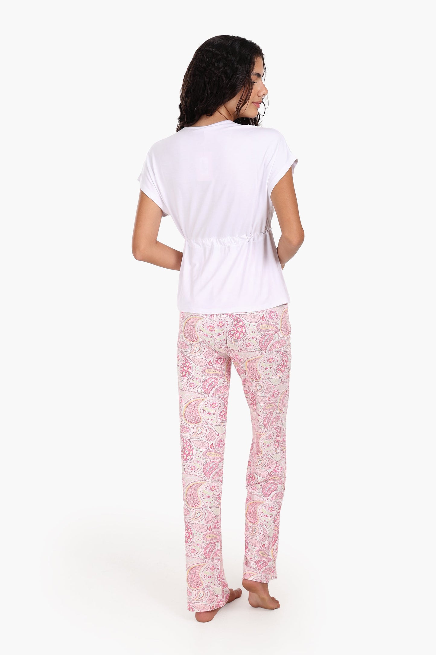 Cotton Pyjama Set with V-Neck