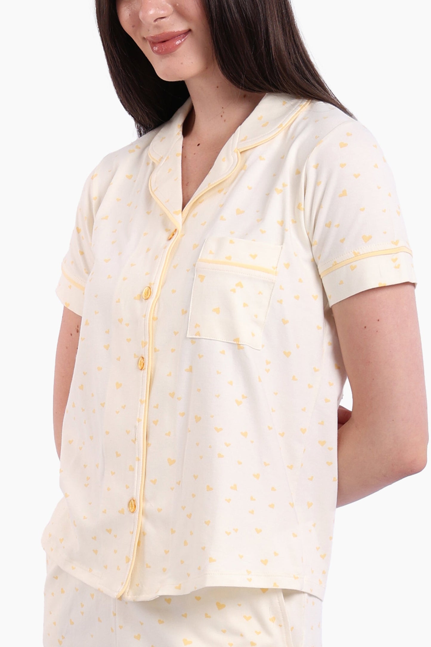 Pyjama Set with Yellow Hearts