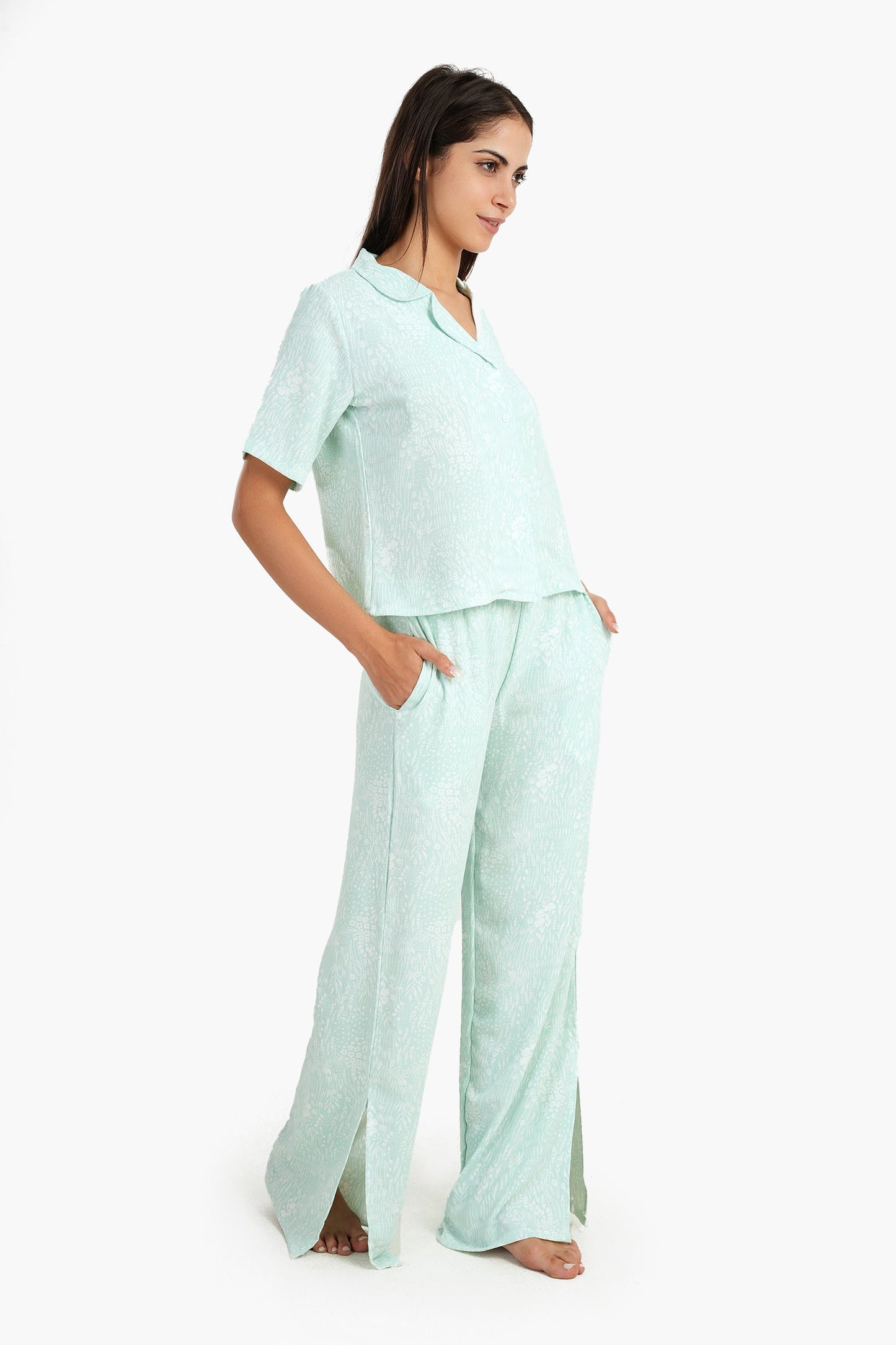 Self Pattern Pyjama Shirt Top
