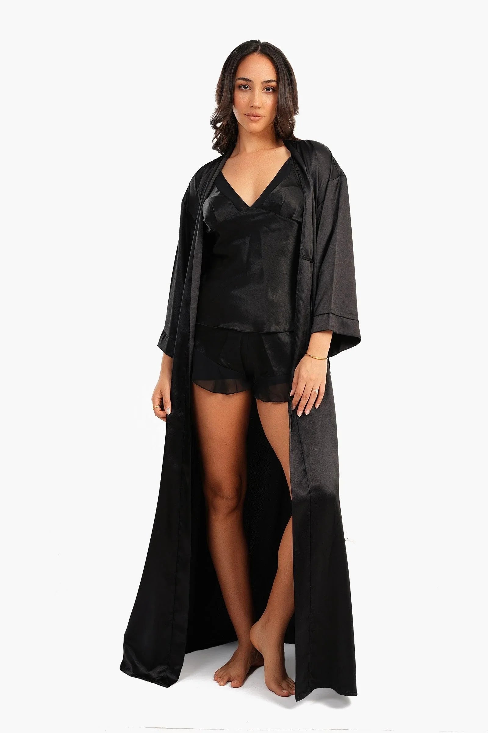 Mens Satin Robe- Long Lightweight Loungewear - Burgundy - CG1157NEXO1 Mens Satin Robe- Long Lightweight Loungewear - Burgundy - CG1157NEXO1
