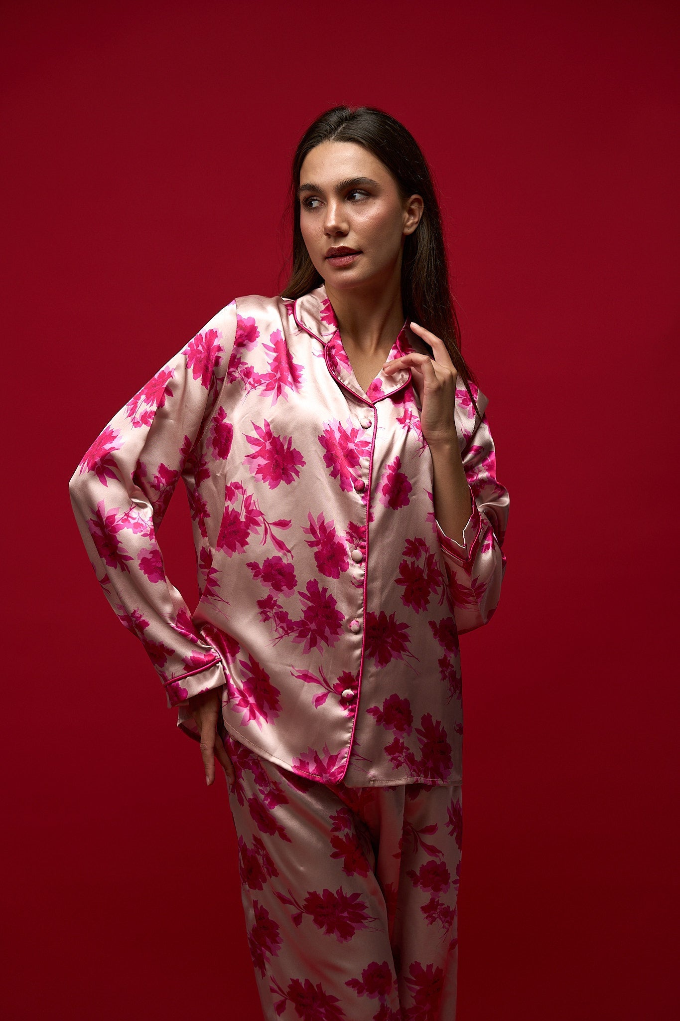 Floral Satin Pyjama Set