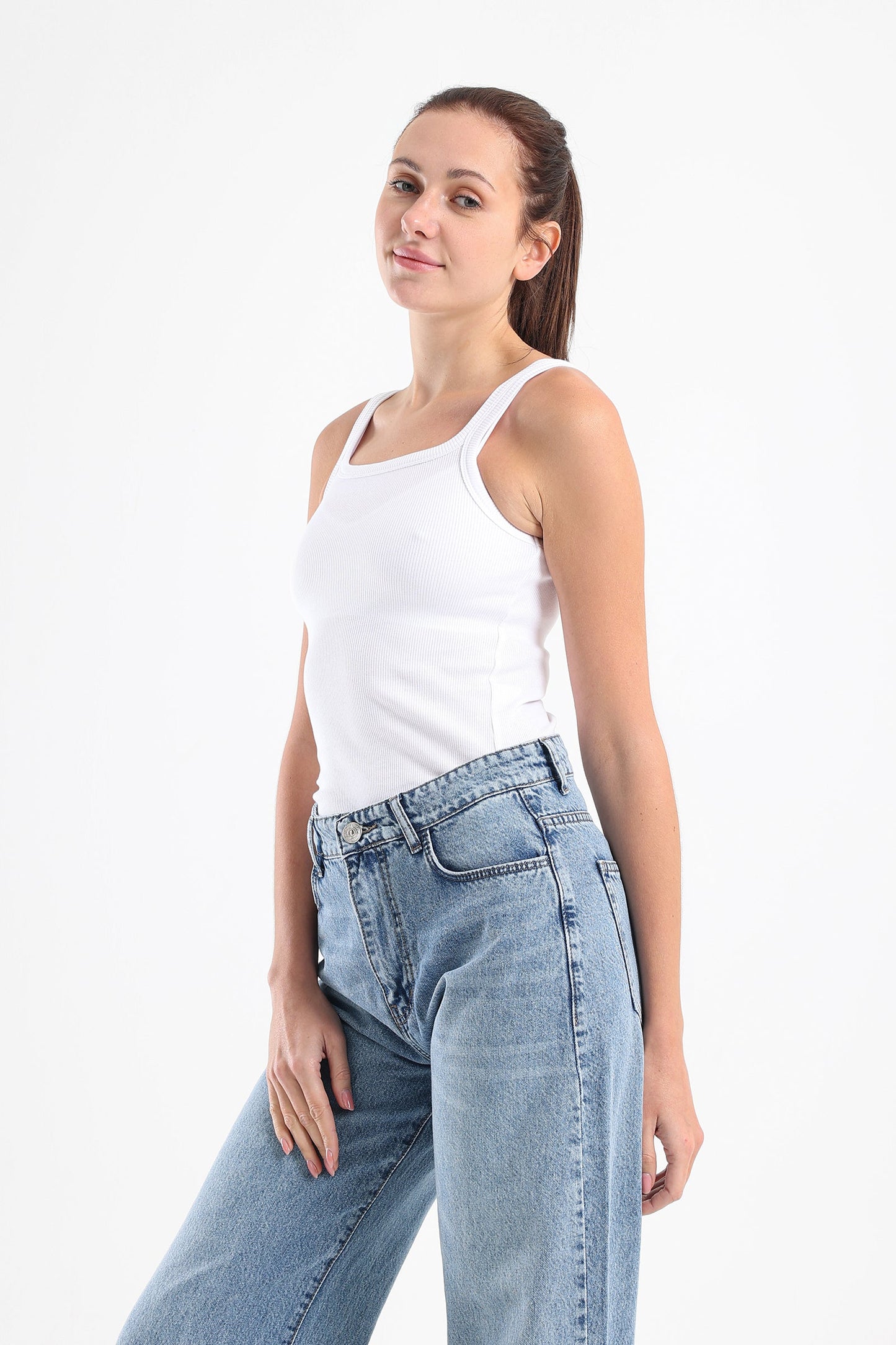 Round Neck Ribbed Top