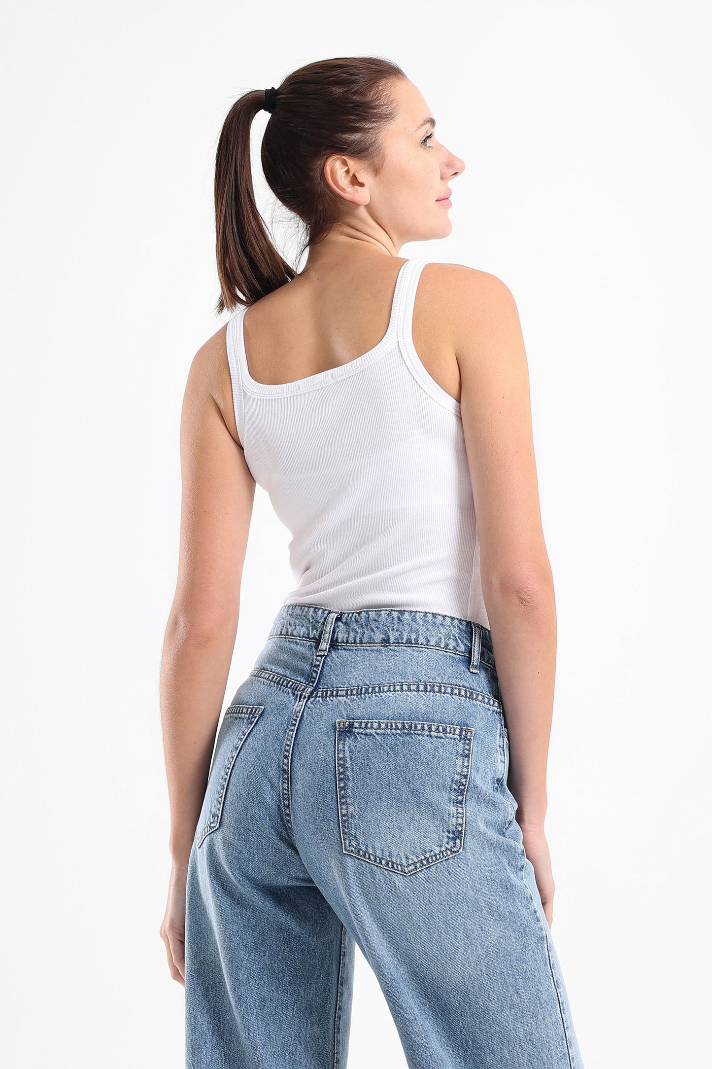 Round Neck Ribbed Top