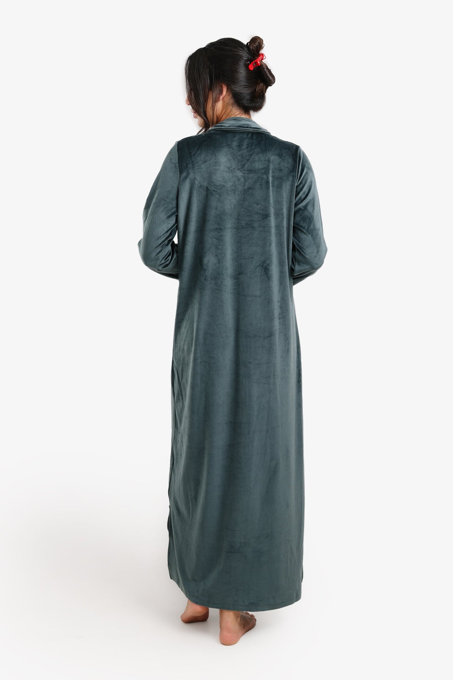 Notch Collar Velvet Nightgown