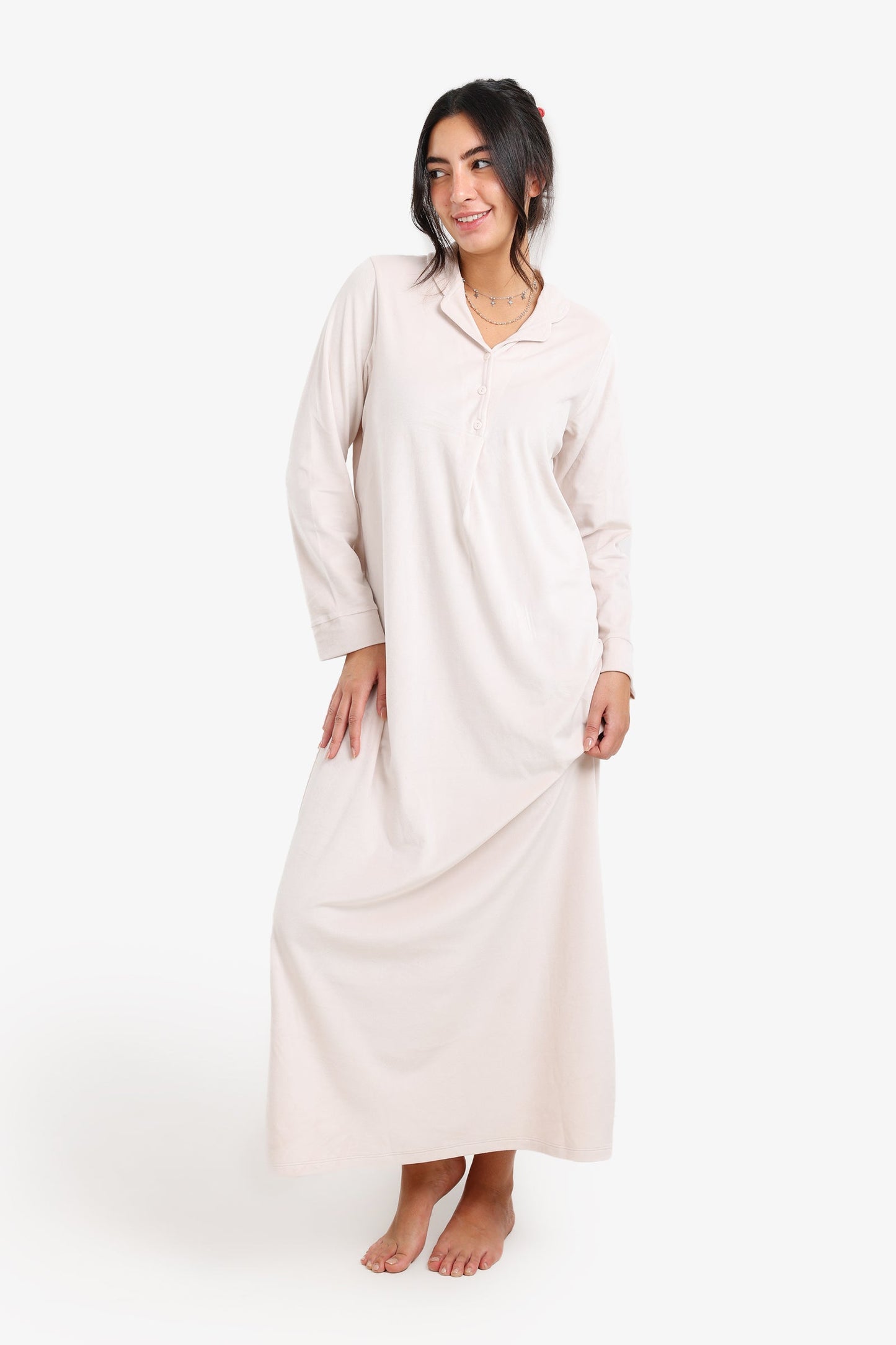 Notch Collar Velvet Nightgown