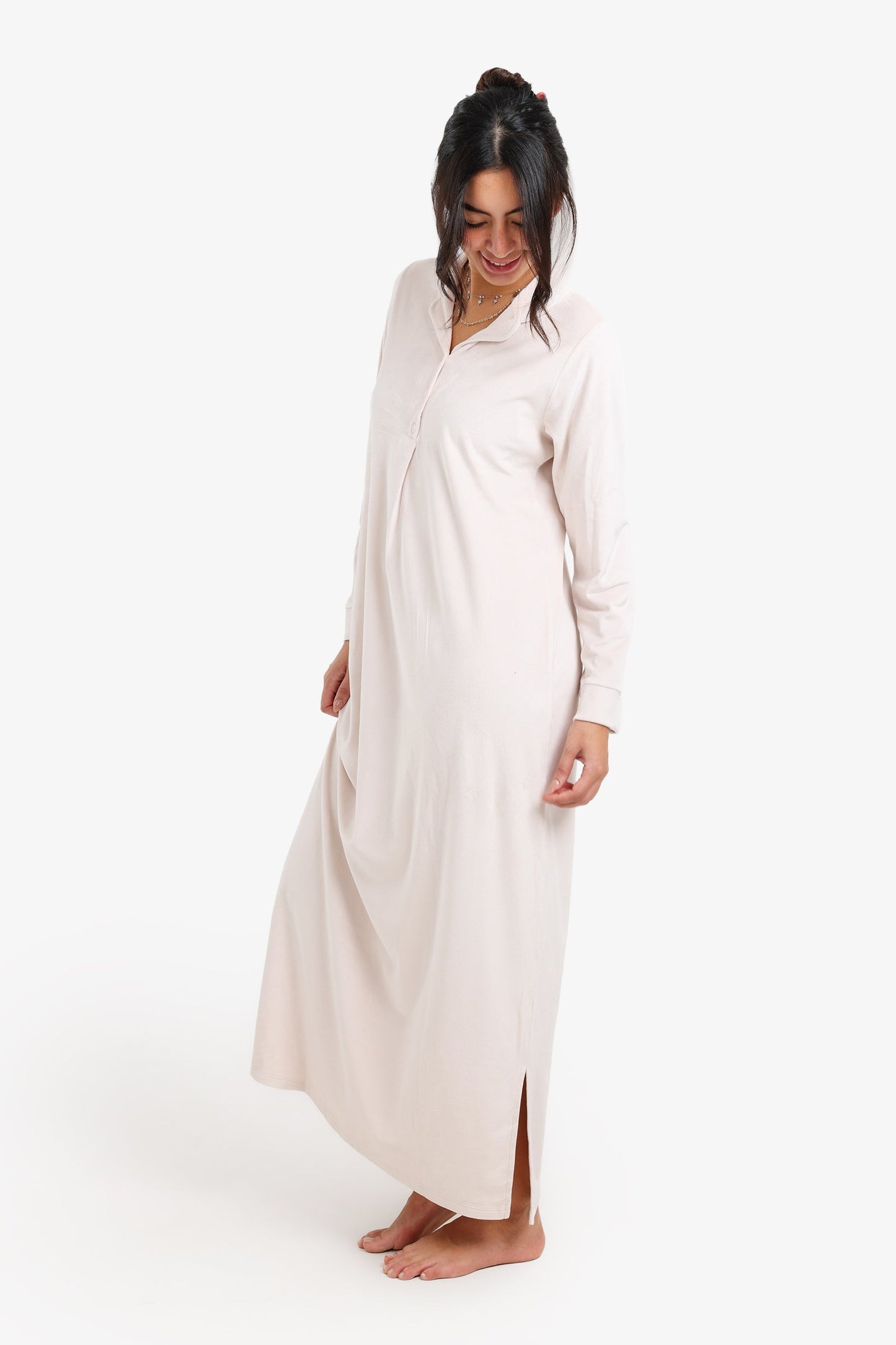 Notch Collar Velvet Nightgown