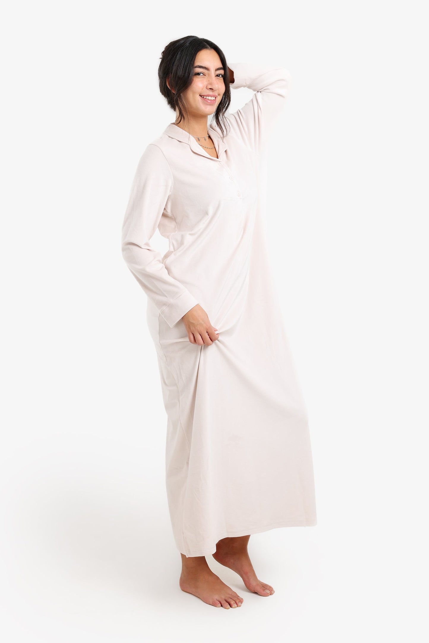 Notch Collar Velvet Nightgown