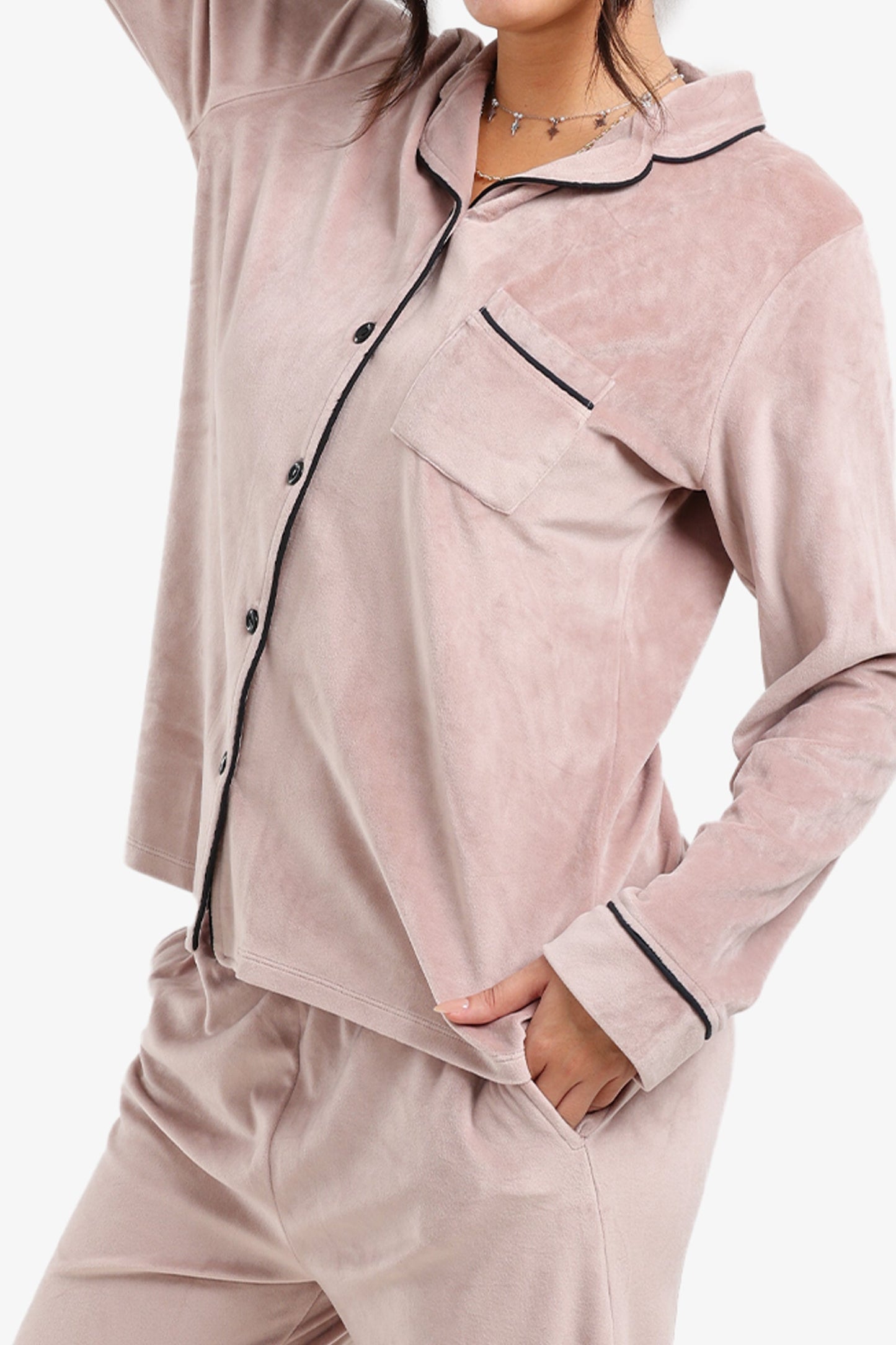 Piping Velvet Pyjama Set