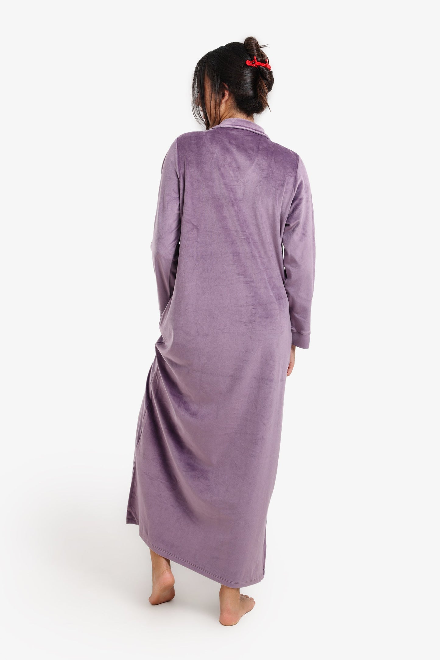 Notch Collar Velvet Nightgown