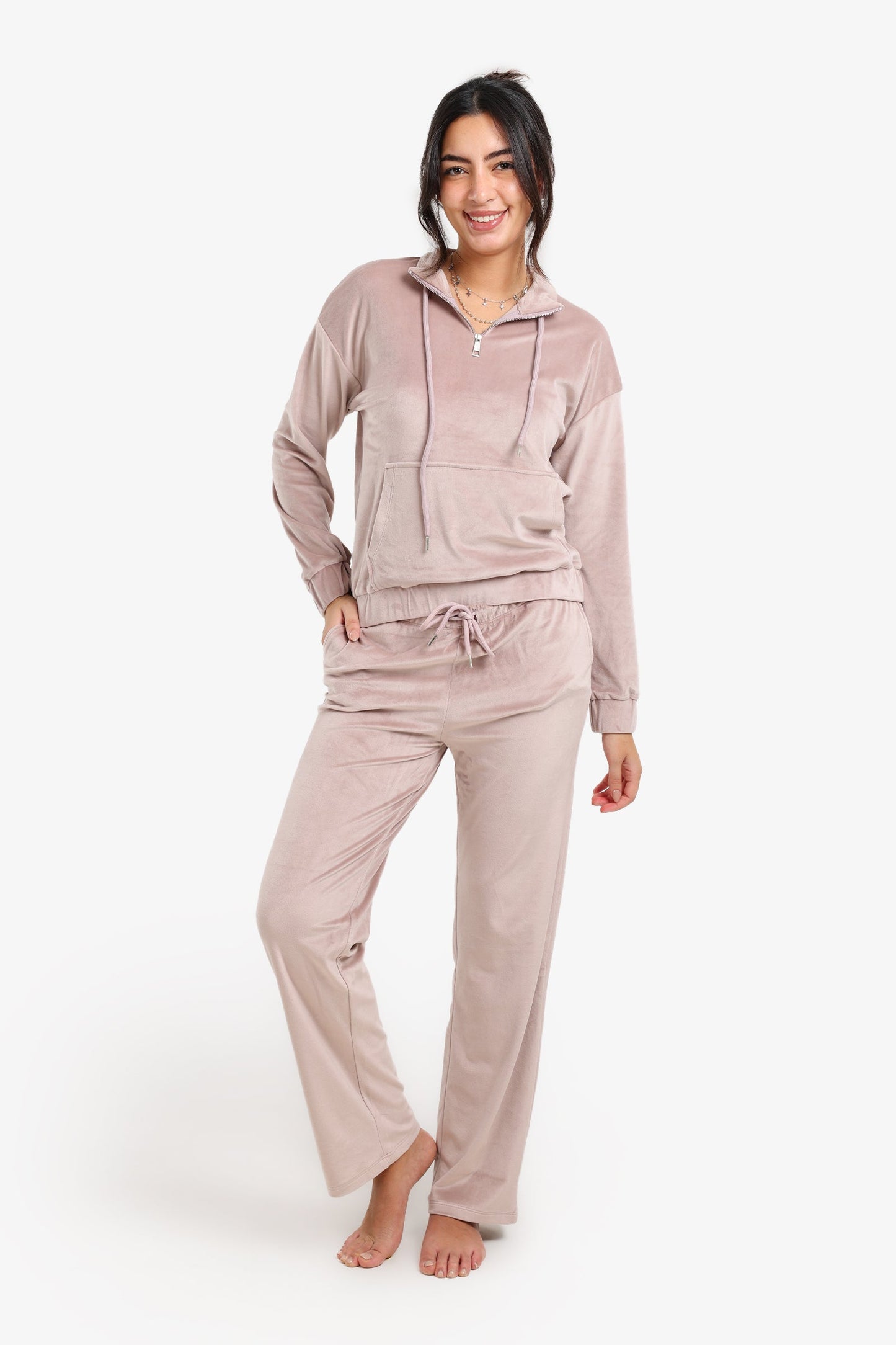 Velvet High Neck Pyjama Set