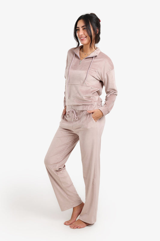 Velvet High Neck Pyjama Set