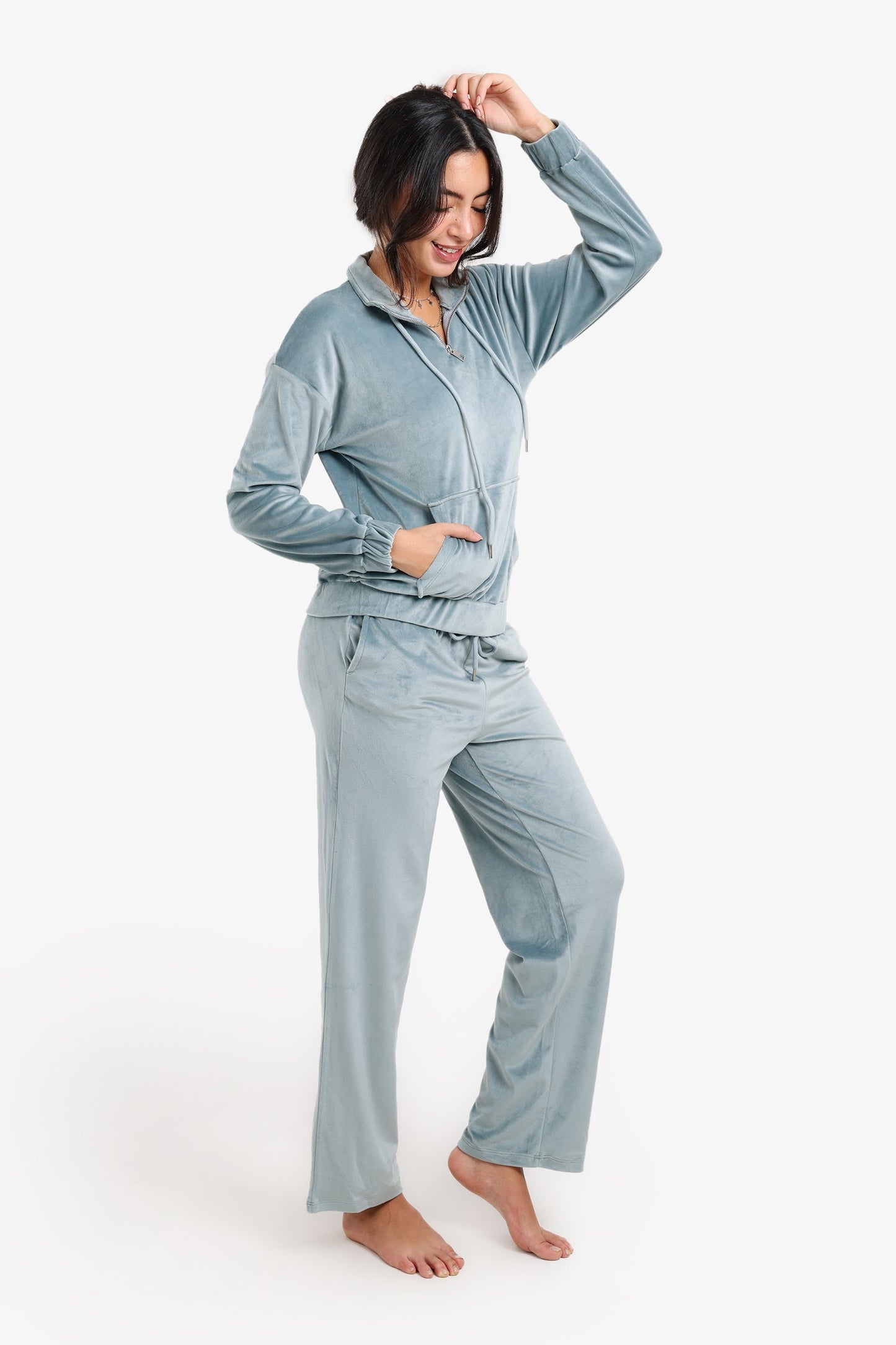 Velvet High Neck Pyjama Set