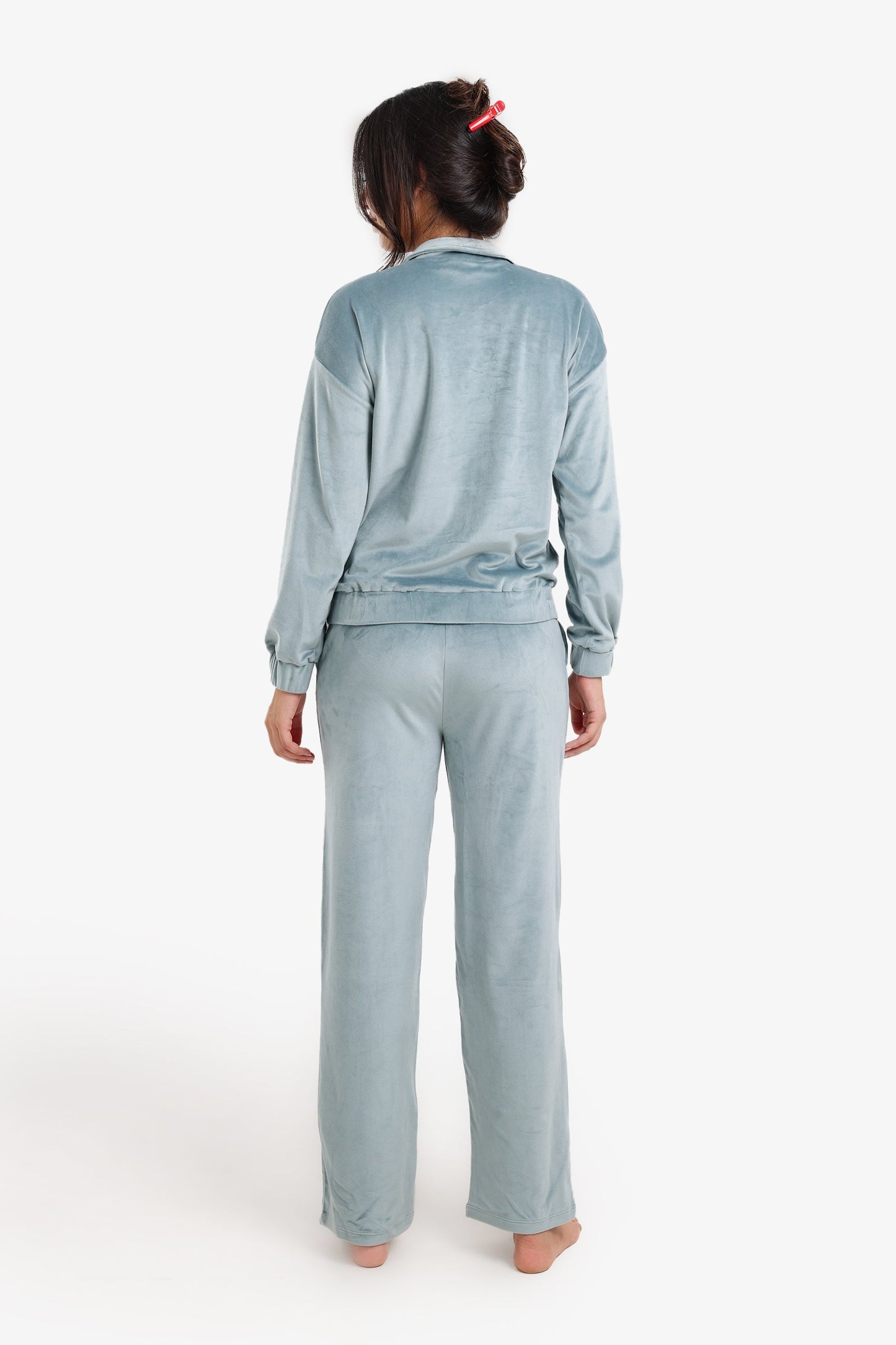 Velvet High Neck Pyjama Set