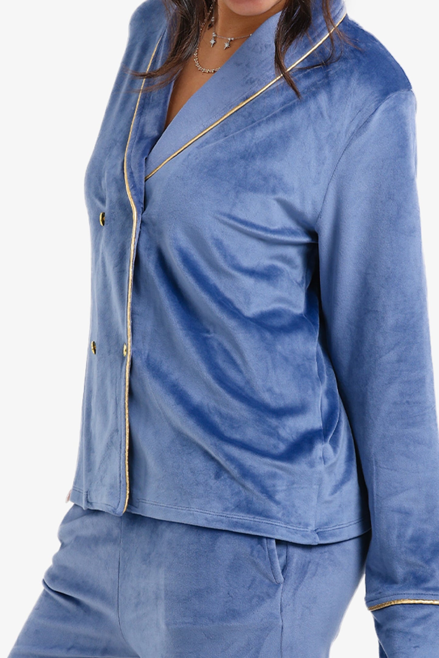 Double-Breasted Velvet Pyjama Set