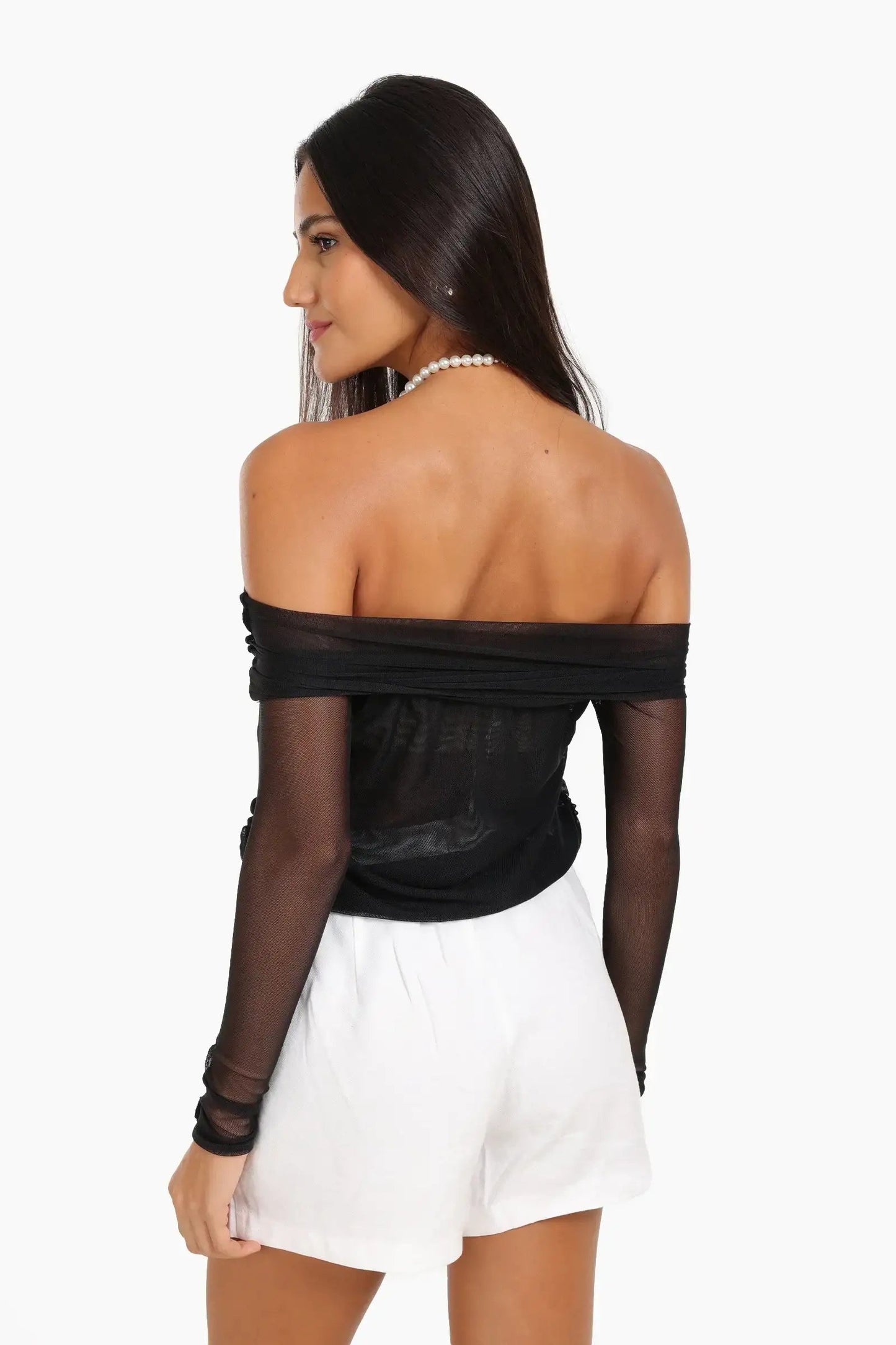 Off Shoulder Mesh Top