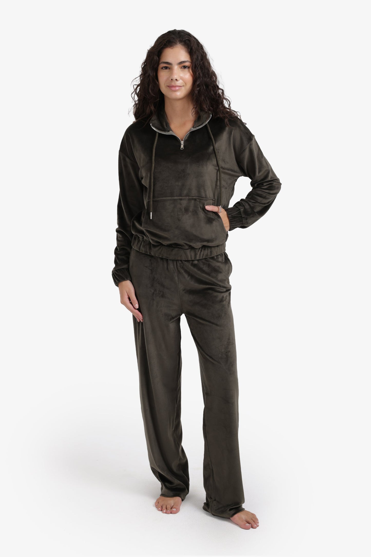 Velvet High Neck Pyjama Set