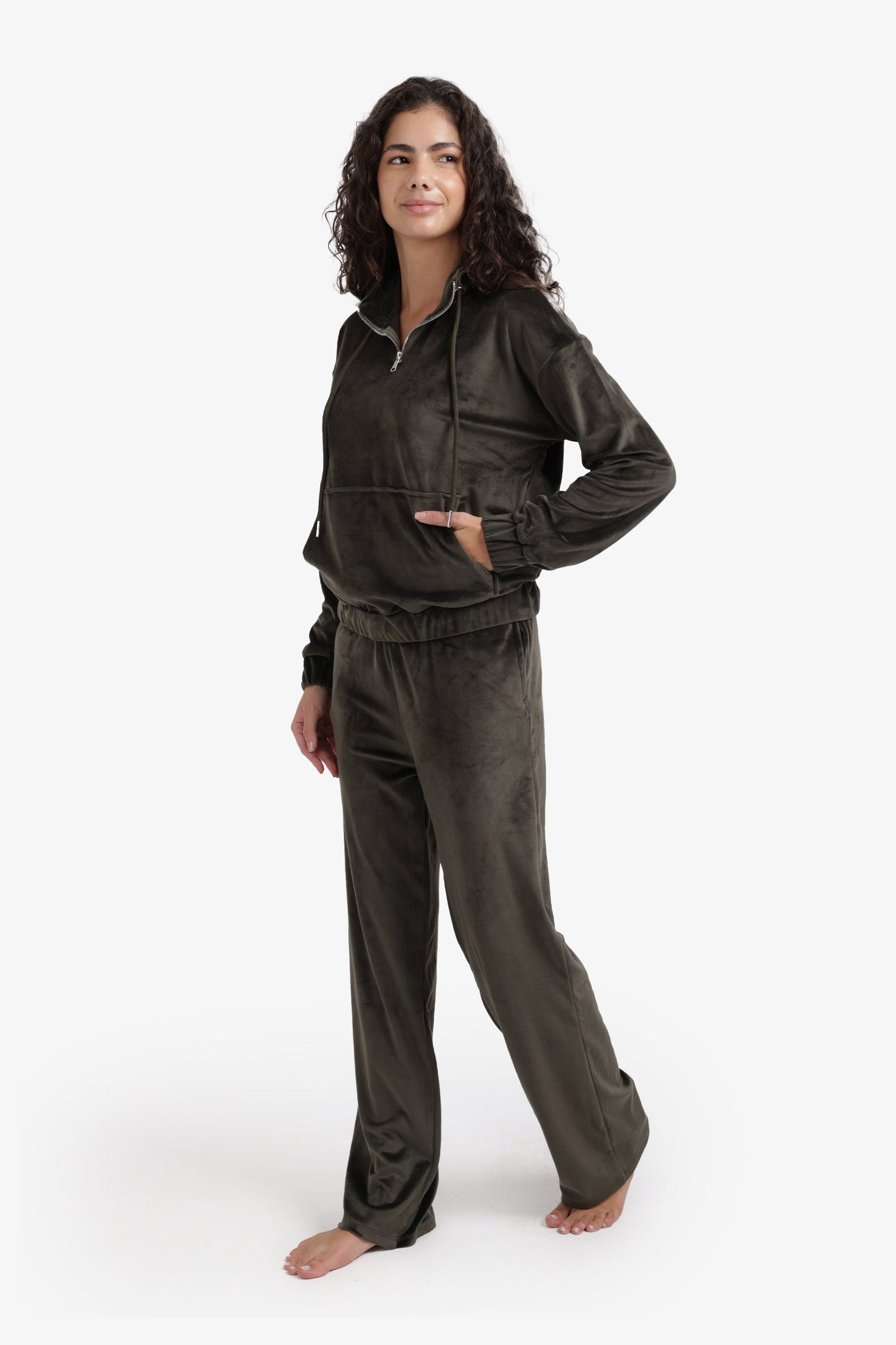 Velvet High Neck Pyjama Set