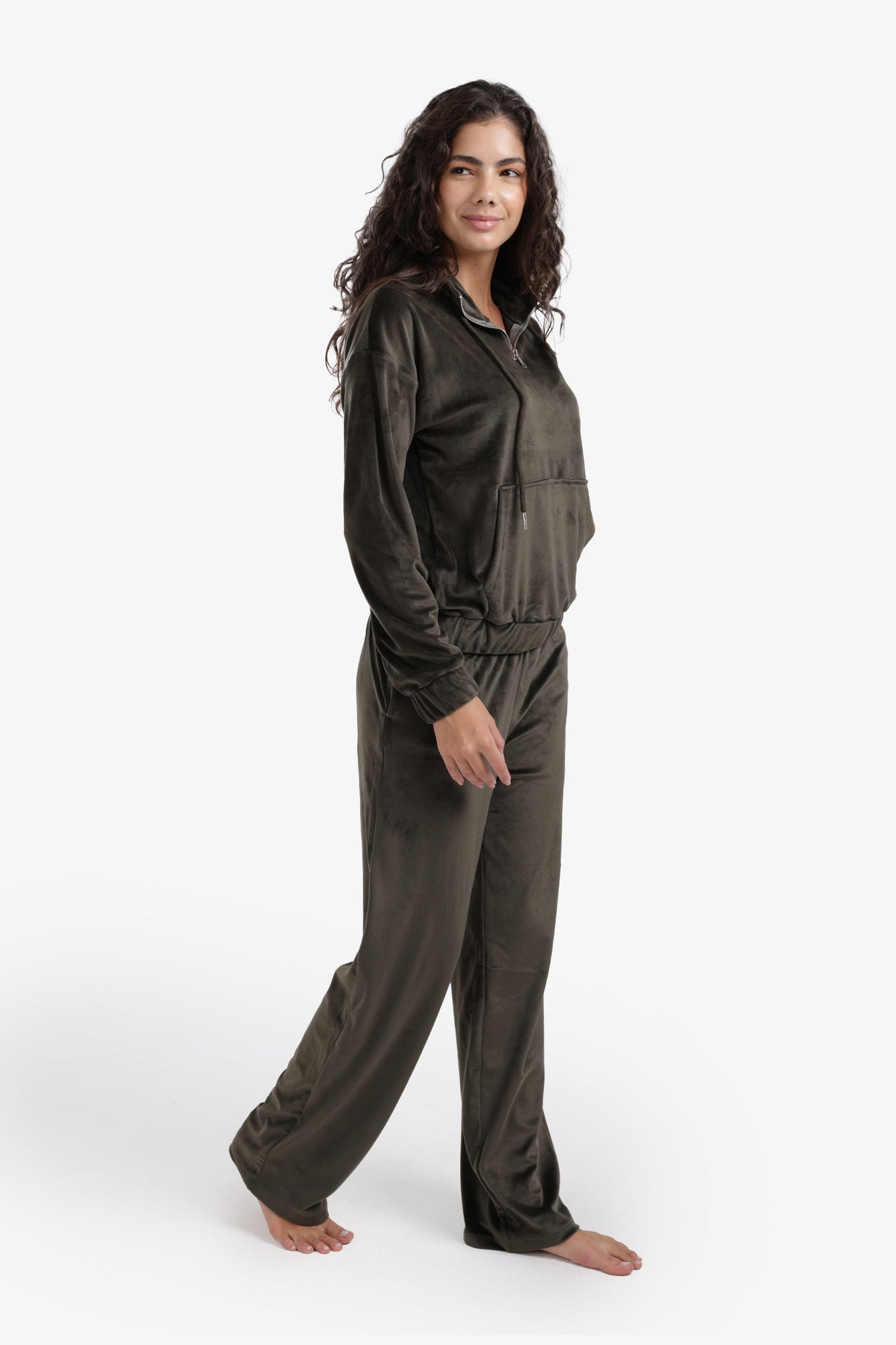 Velvet High Neck Pyjama Set