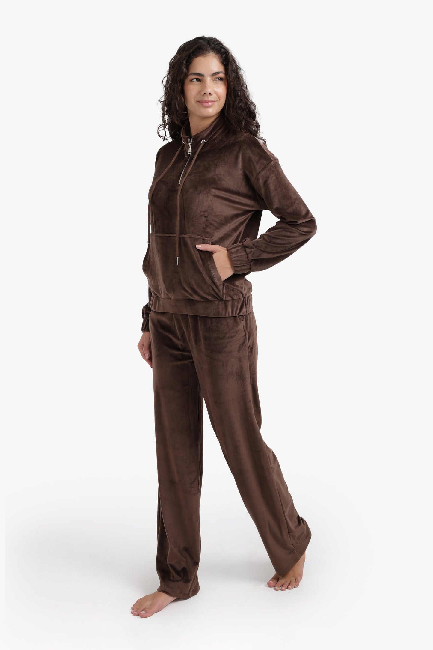 Velvet High Neck Pyjama Set