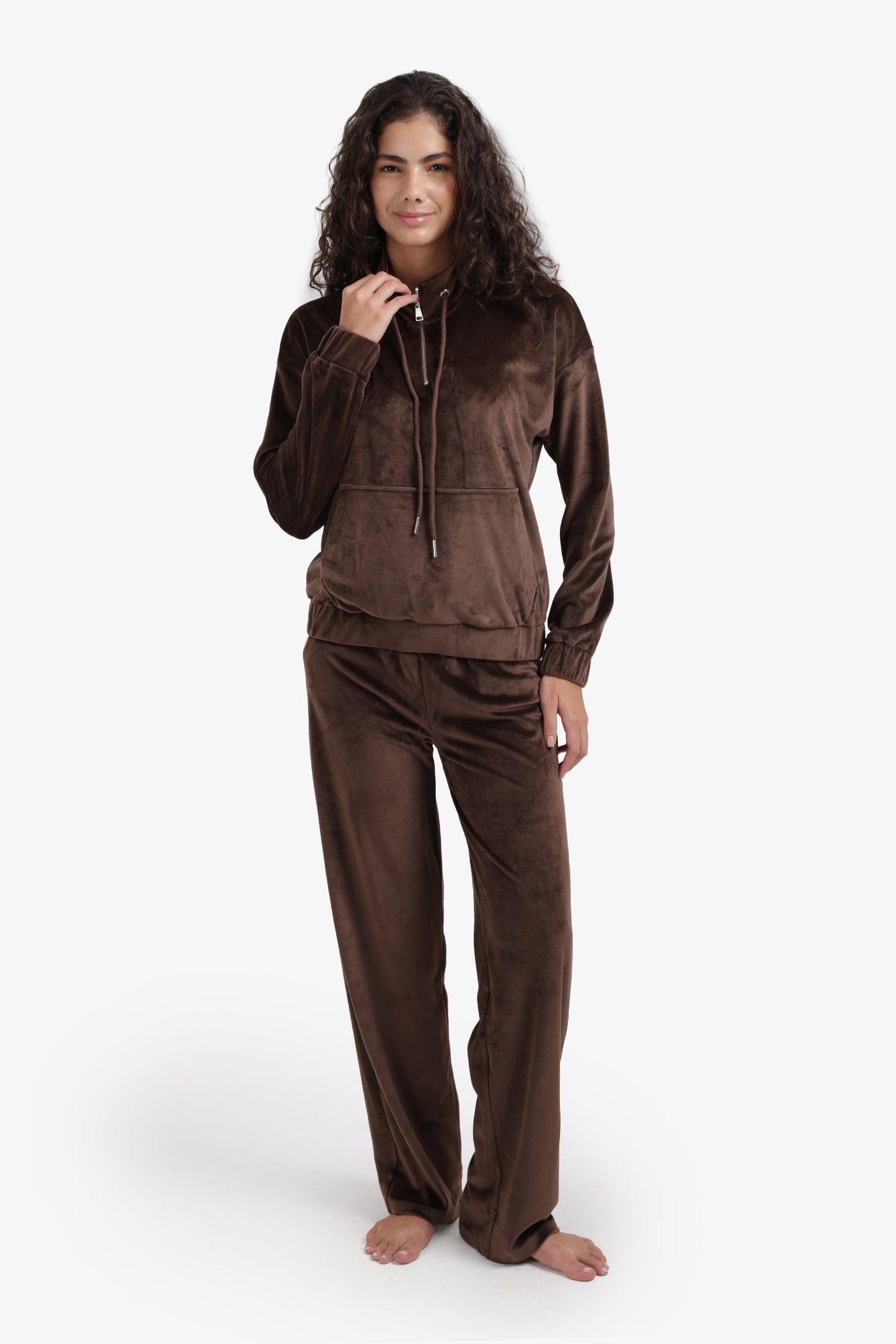 Velvet High Neck Pyjama Set