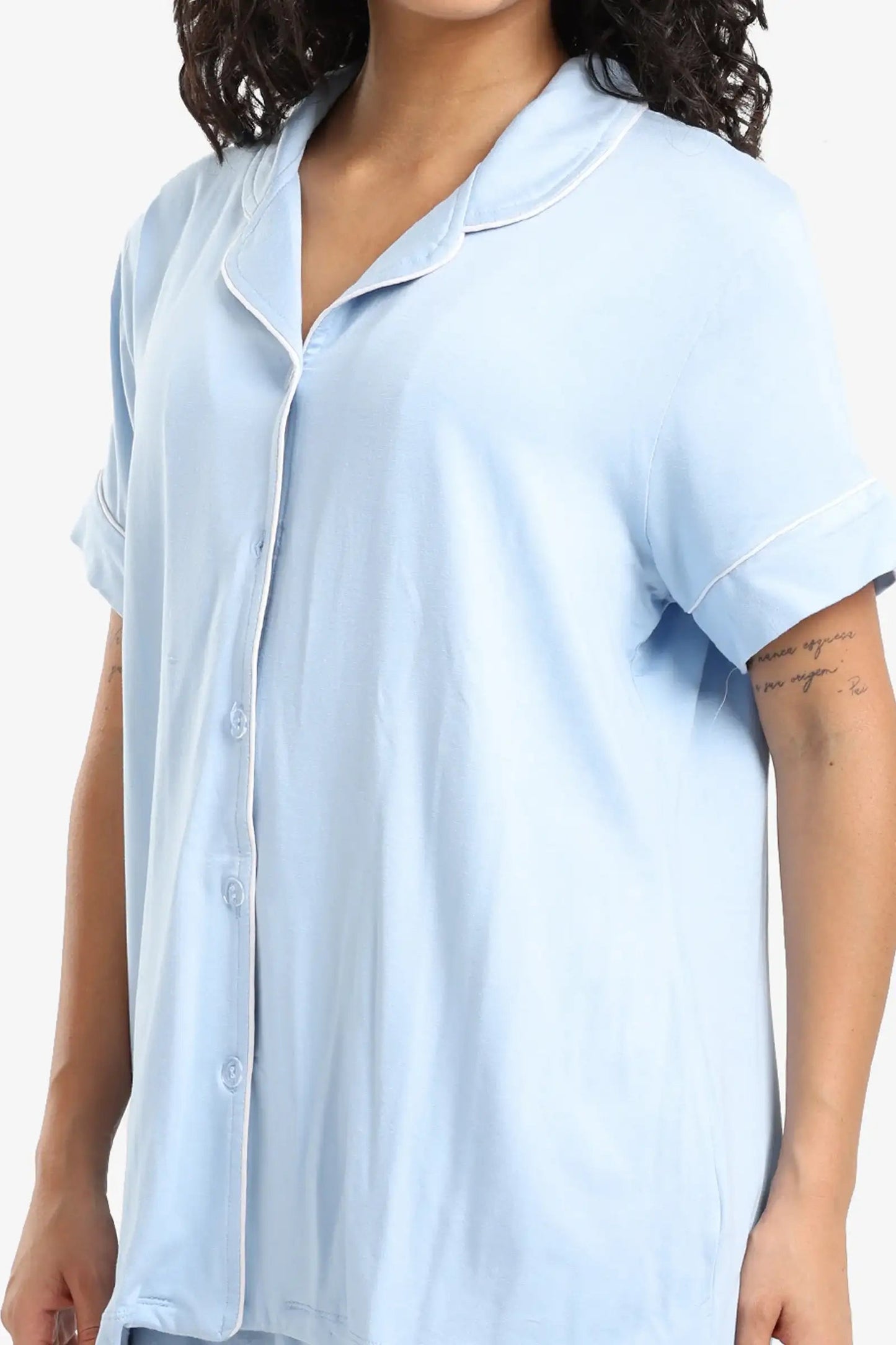 Color Piping Poplin Pyjama Set