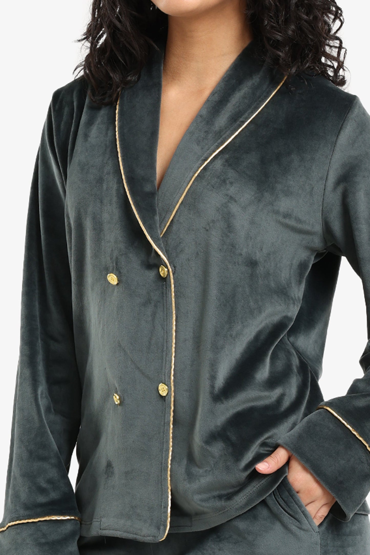 Double-Breasted Velvet Pyjama Set