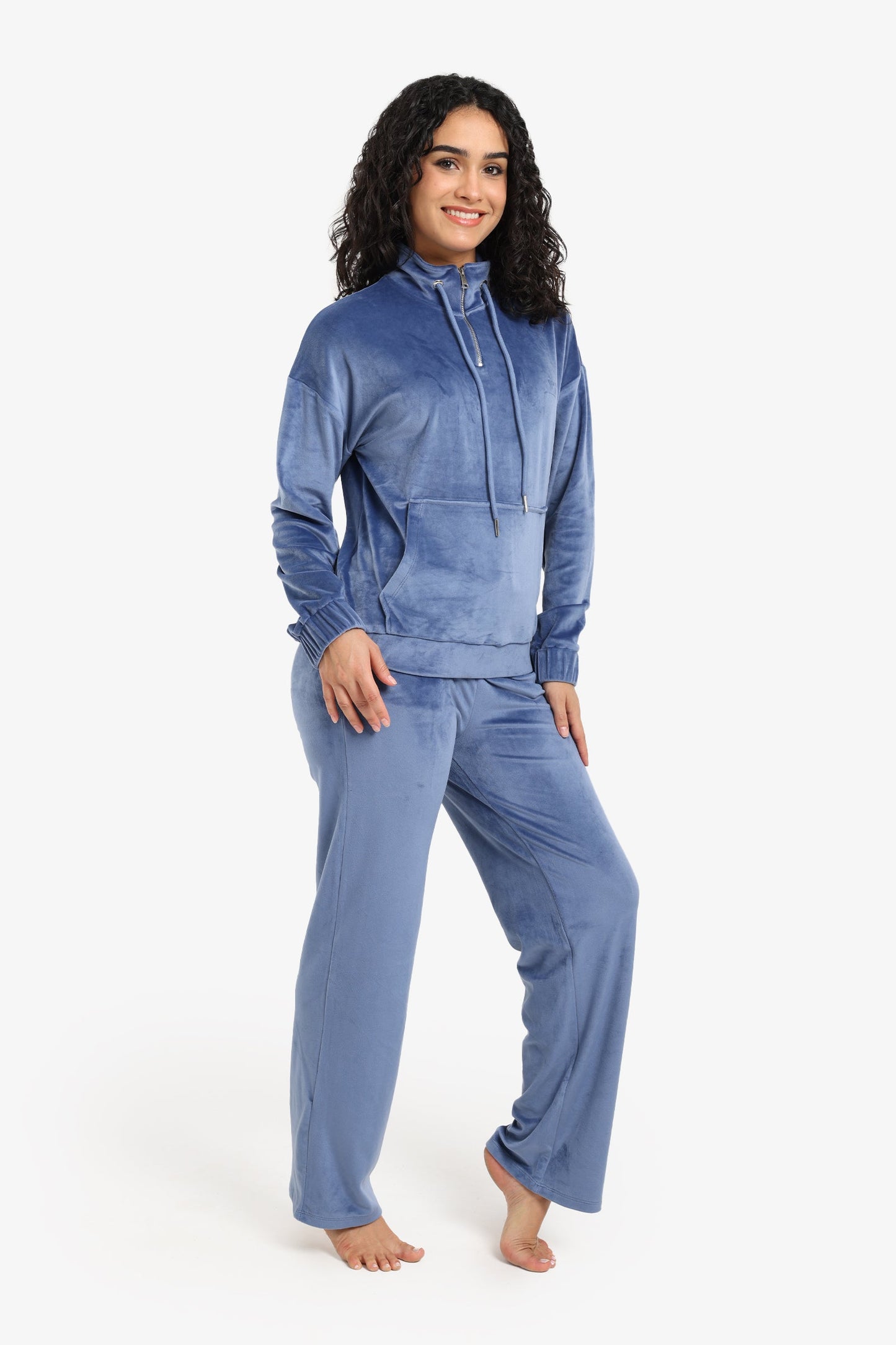 Velvet High Neck Pyjama Set