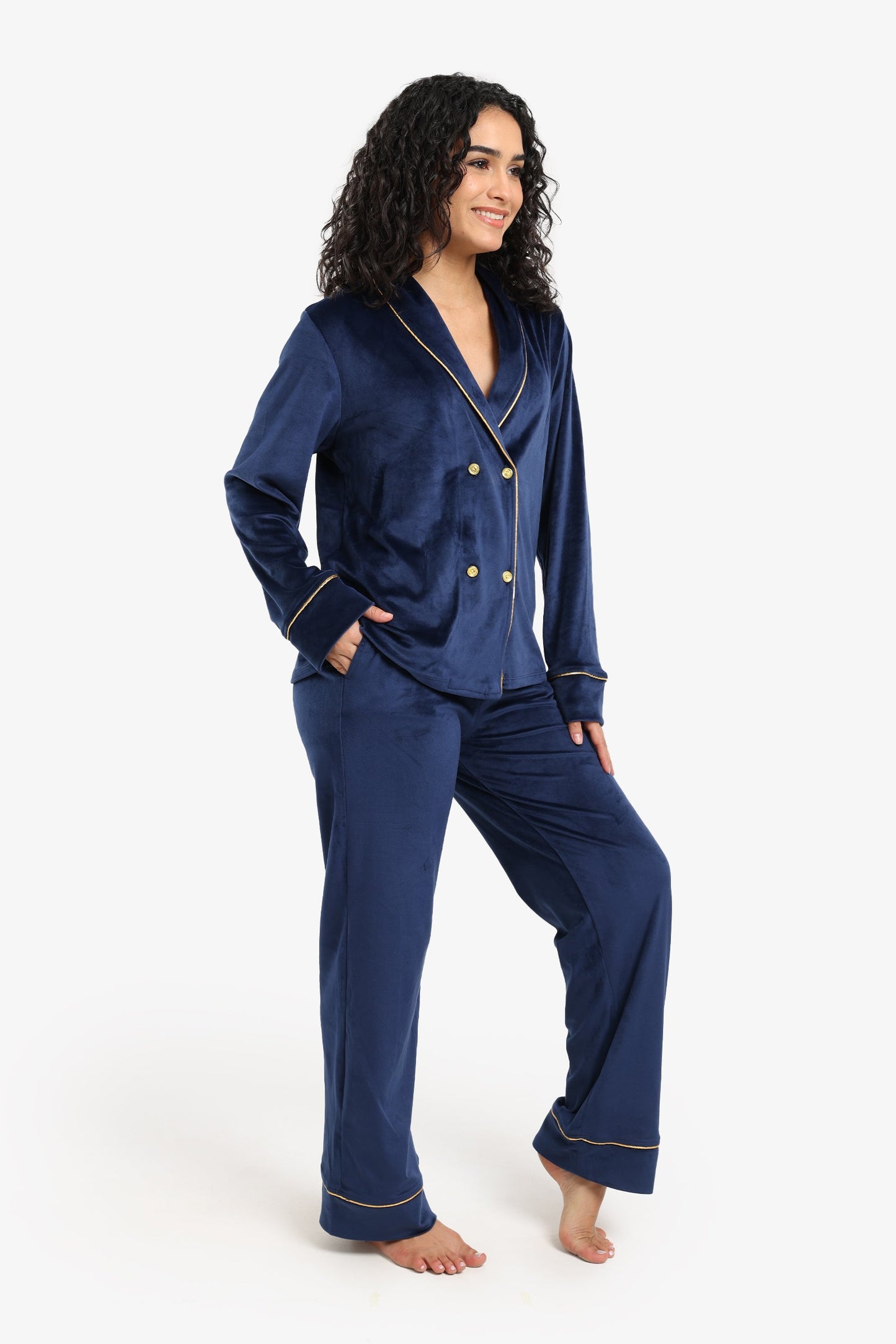 Double-Breasted Velvet Pyjama Set