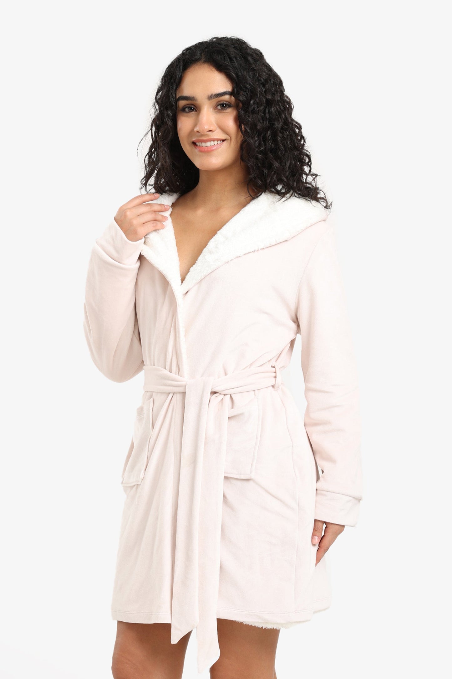 Padded Velvet Hooded Robe