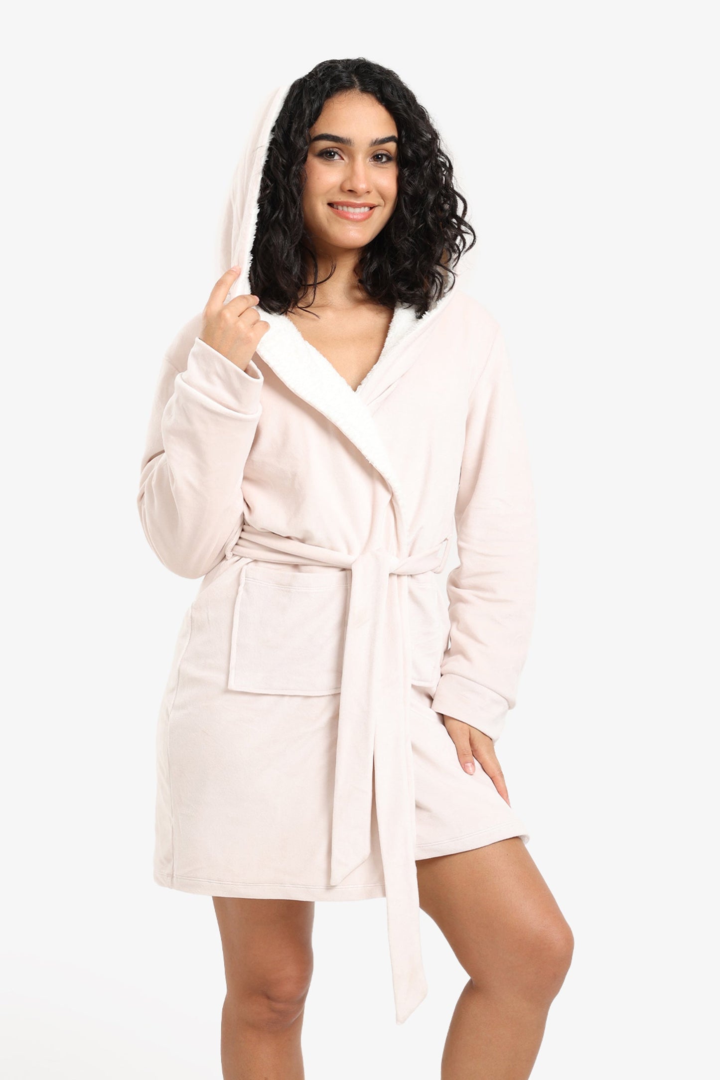 Padded Velvet Hooded Robe