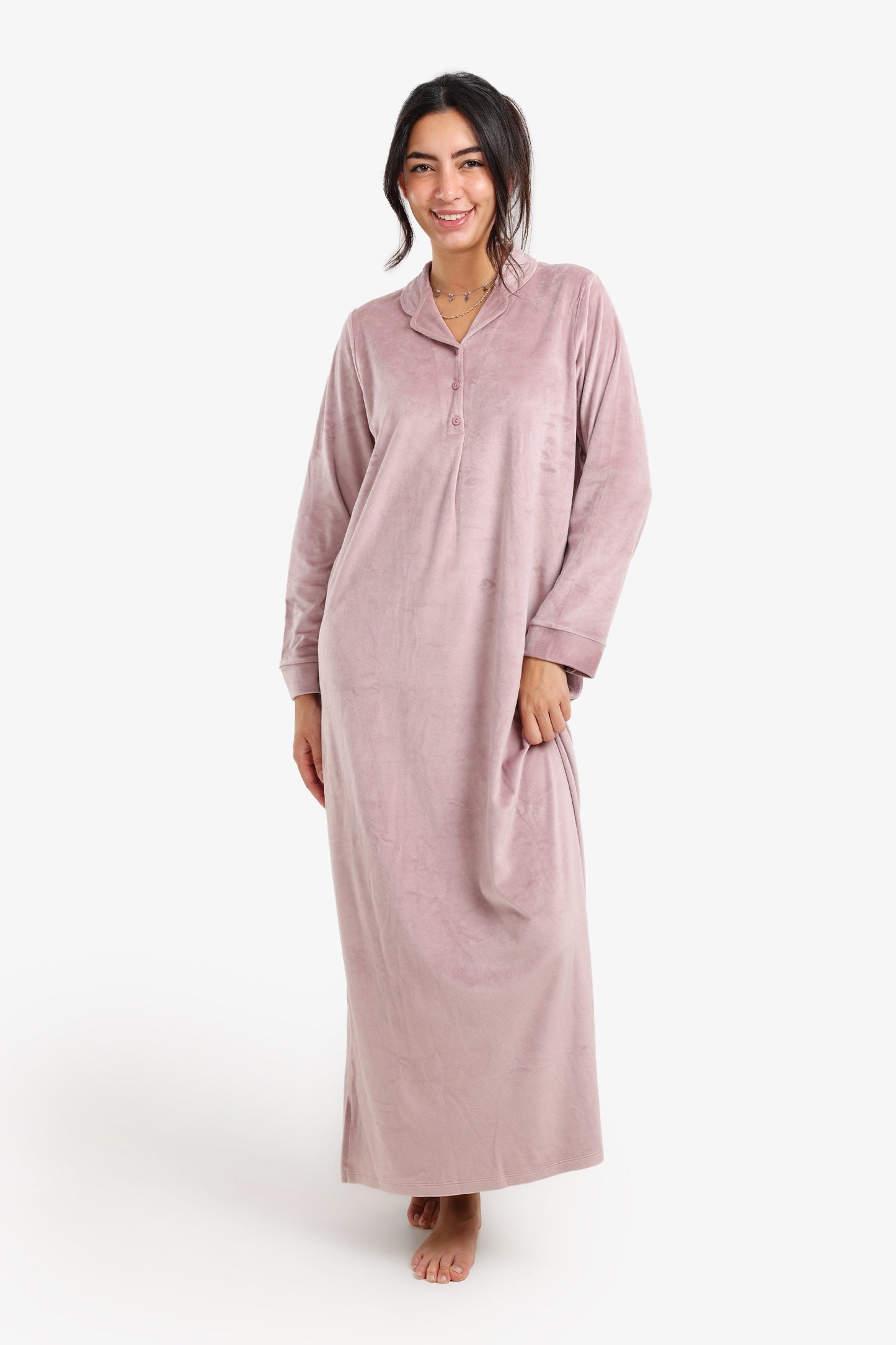Notch Collar Velvet Nightgown