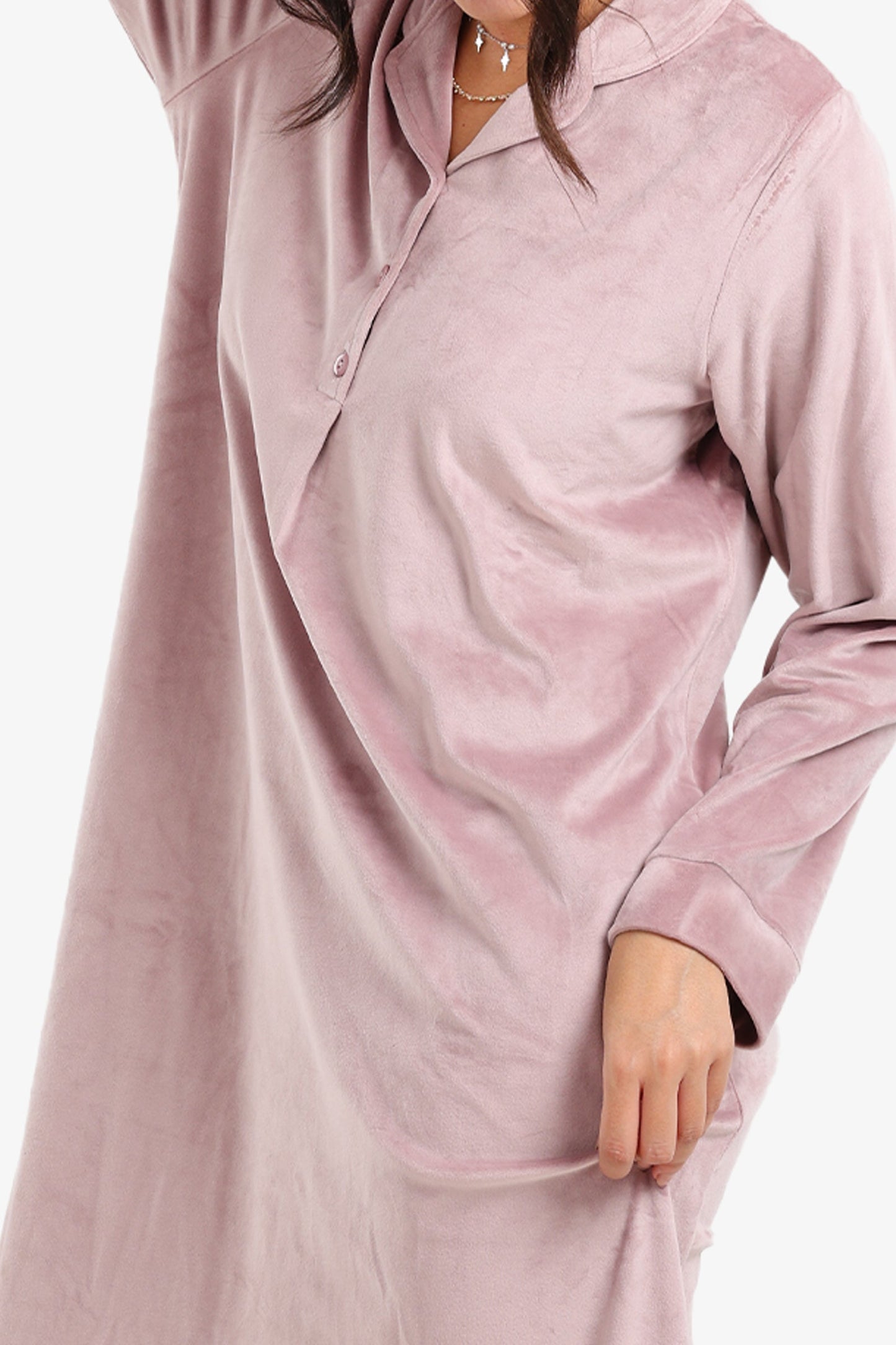 Notch Collar Velvet Nightgown