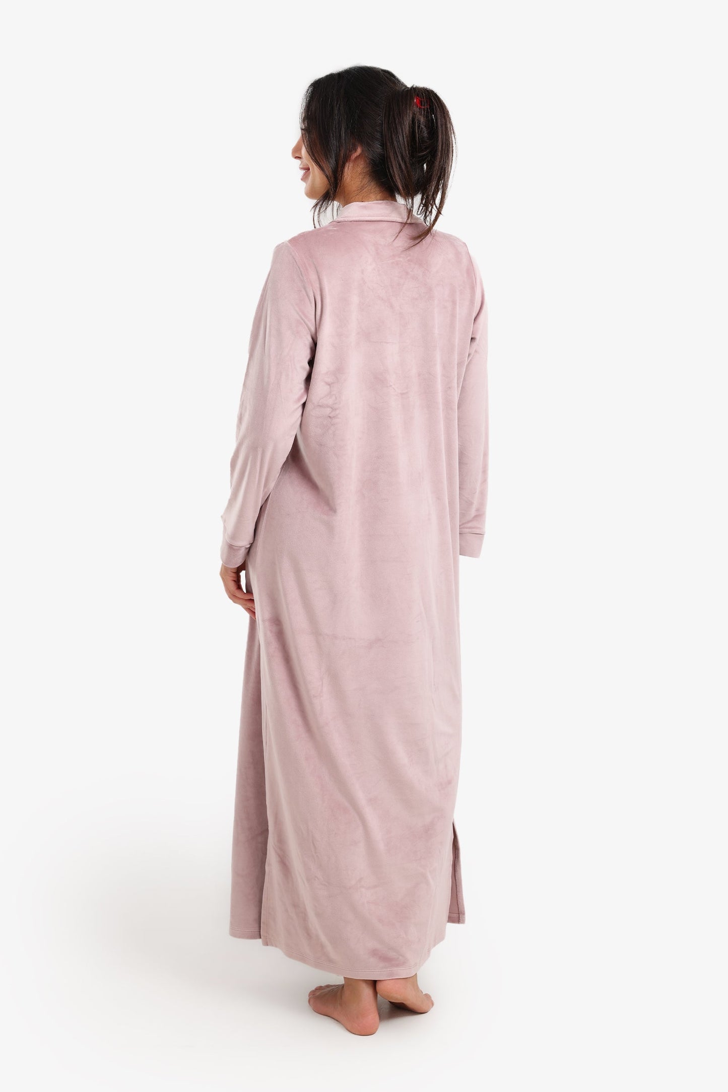 Notch Collar Velvet Nightgown